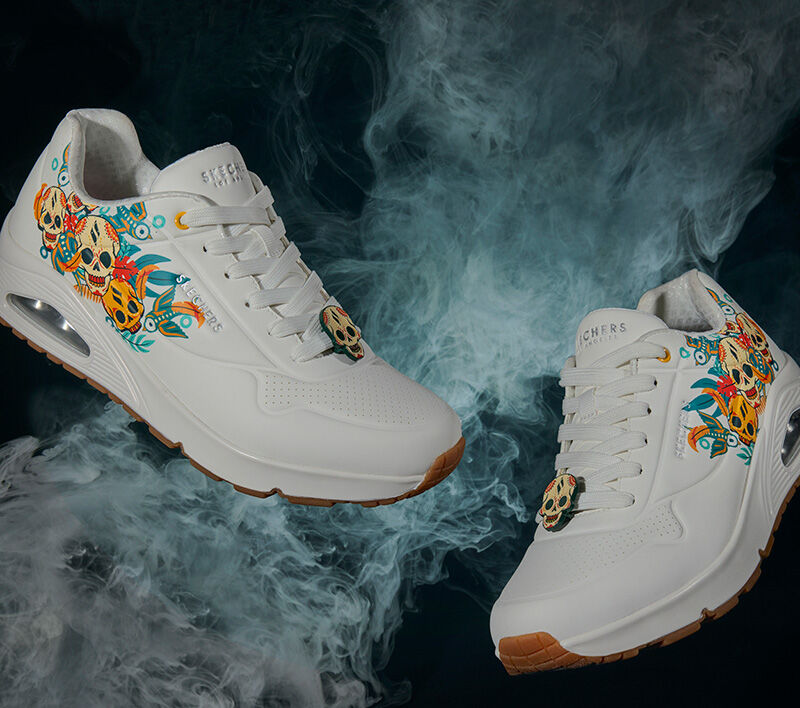 white shoes with skulls