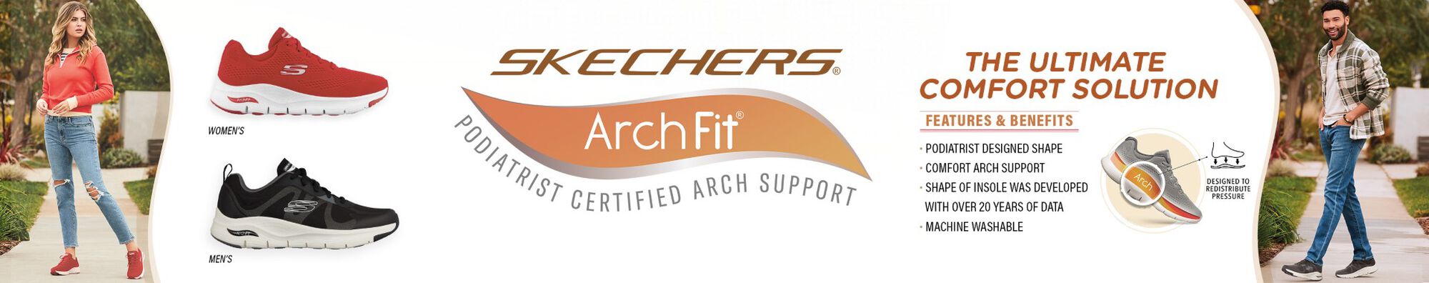 skechers arch support trainers