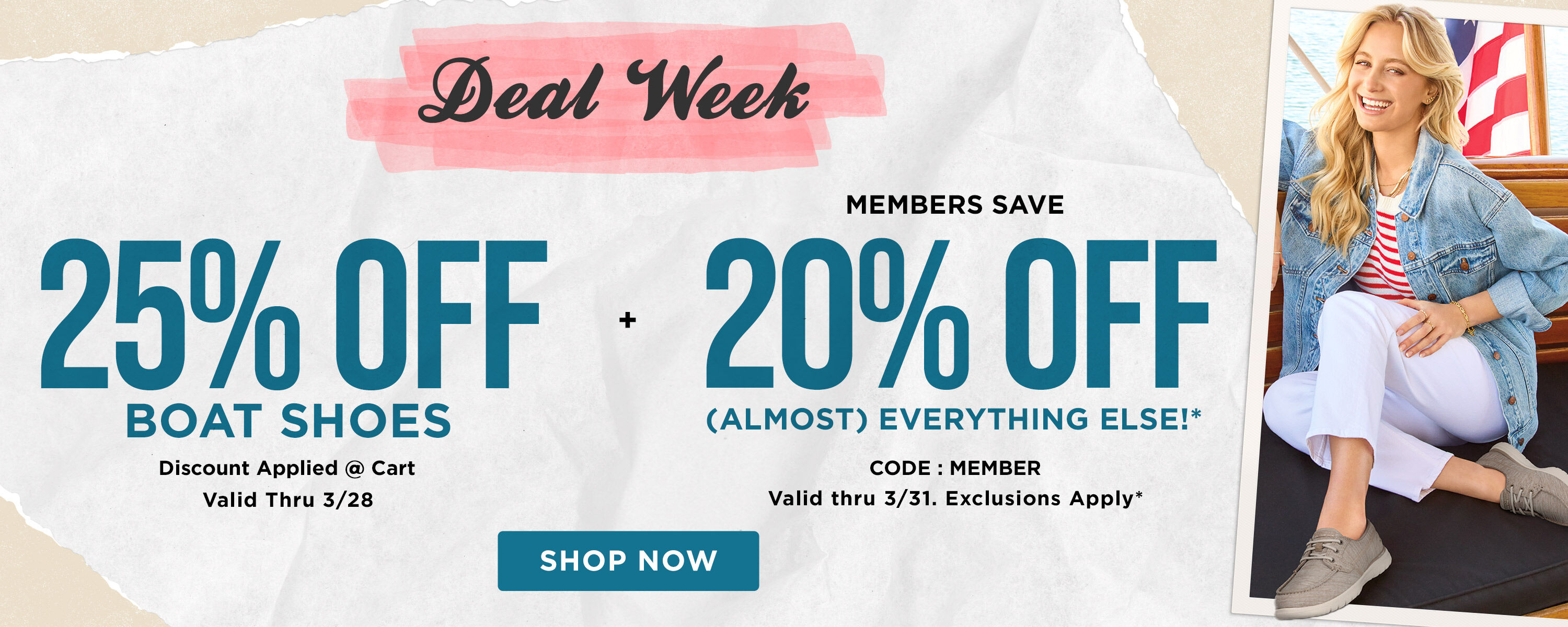 Deal Week: 25% off boat shoes & 20% off almost everything else ~ SHOP NOW