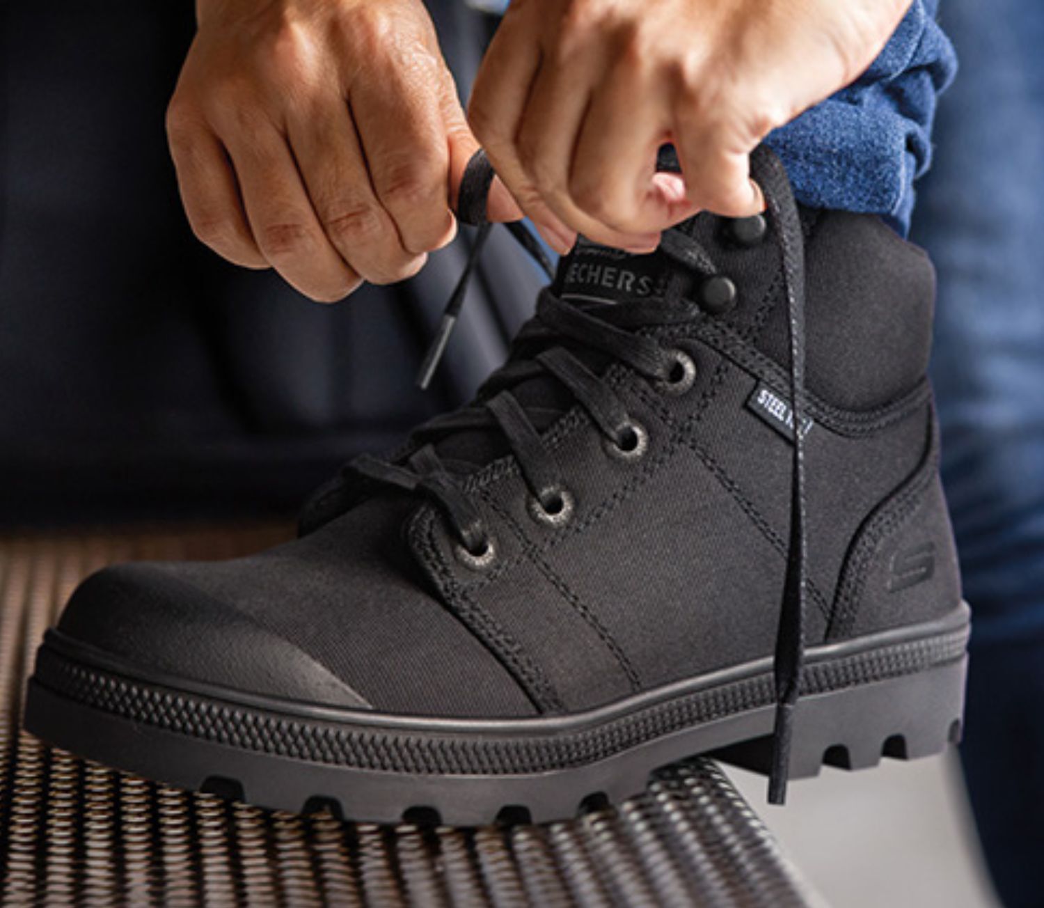 skechers black work boots