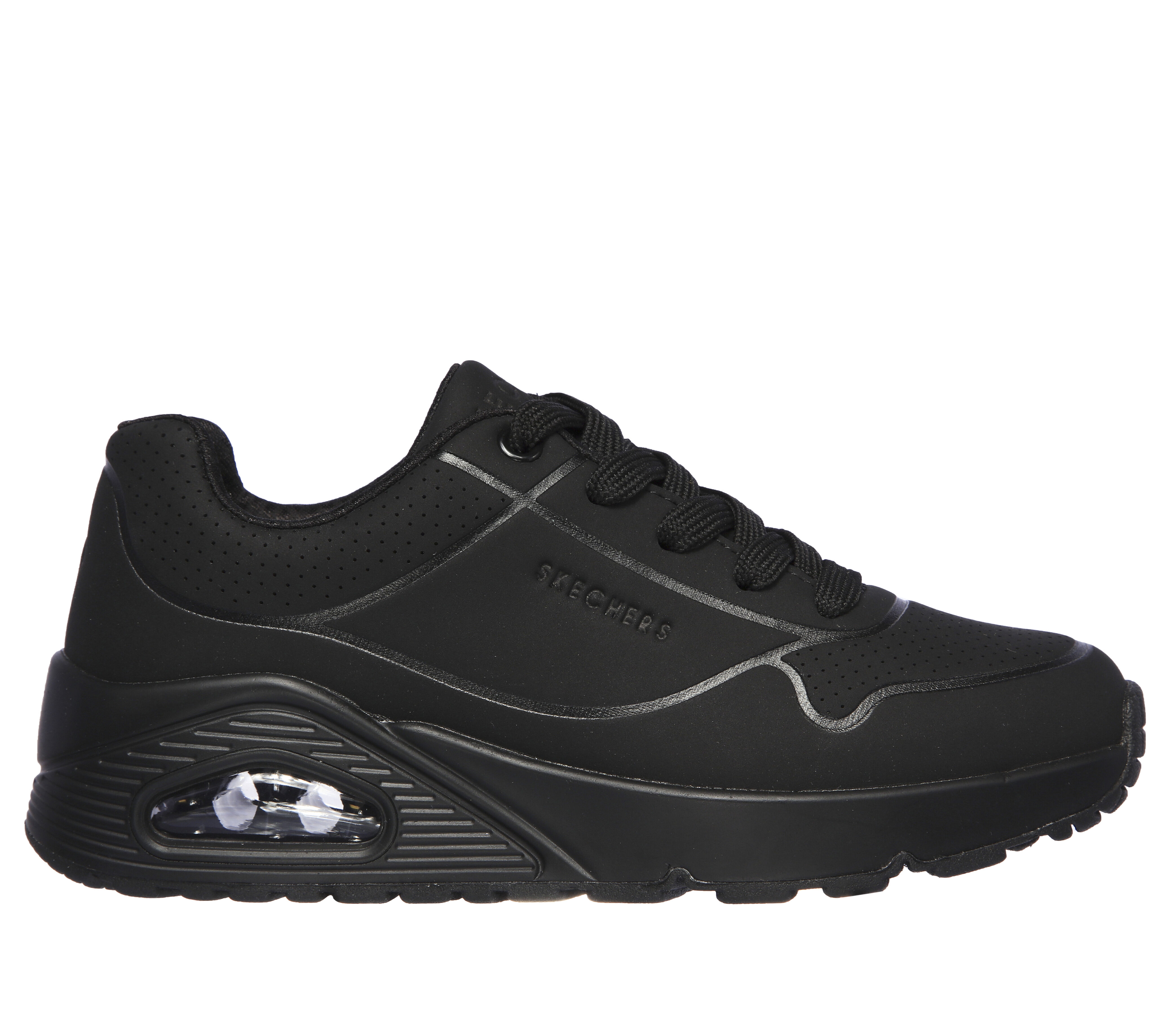 Skechers Boy s Uno Stand On Air Sneaker Size 4.0 Black Synthetic