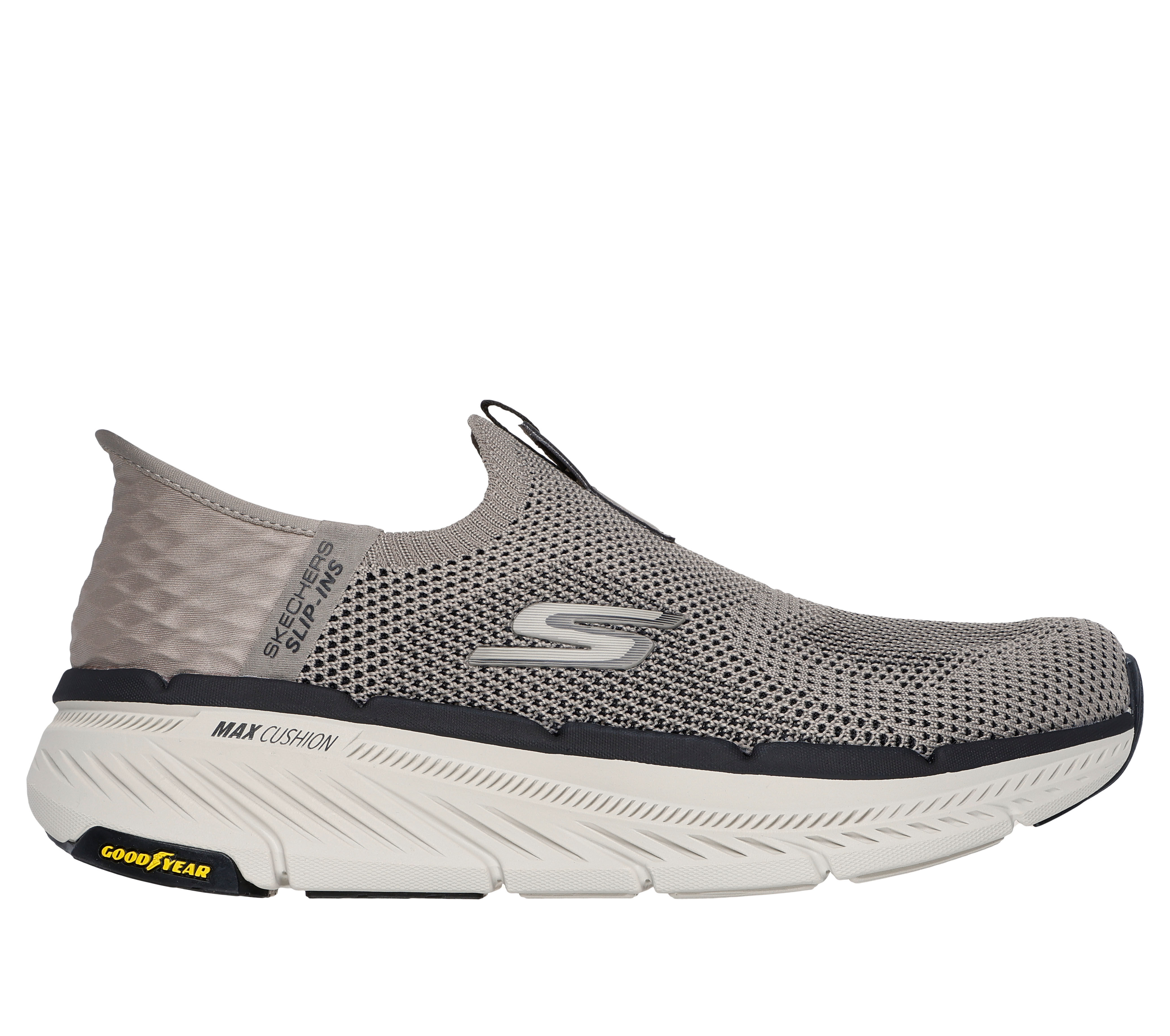 Skechers Men s Slip ins Max Cushioning Premier 2.0 Sneaker Size 8.0 Extra Wide Taupe Textile Synthetic Machine Washable