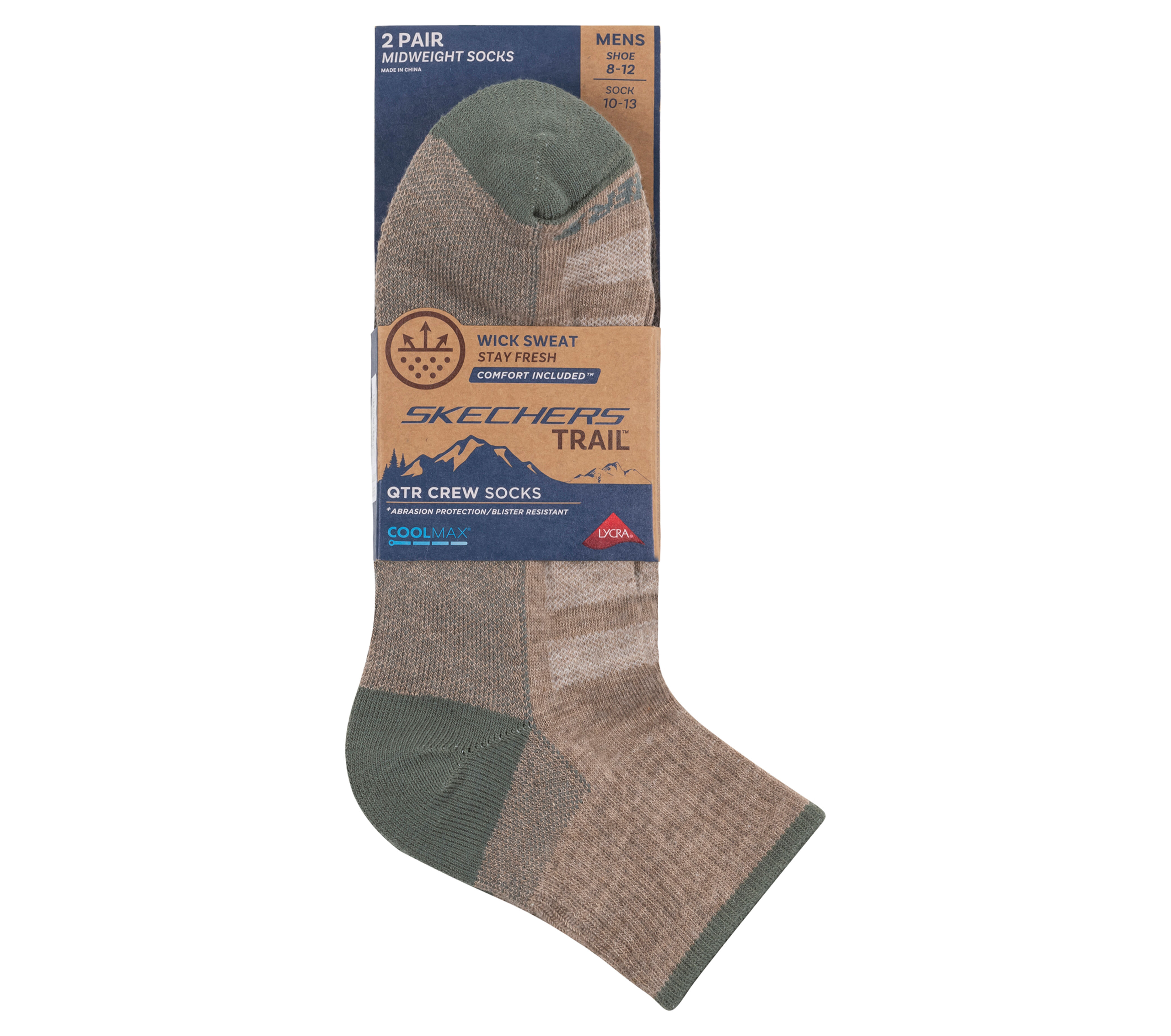 Mens Trail Quarter Coolmax Socks - 2 Pack