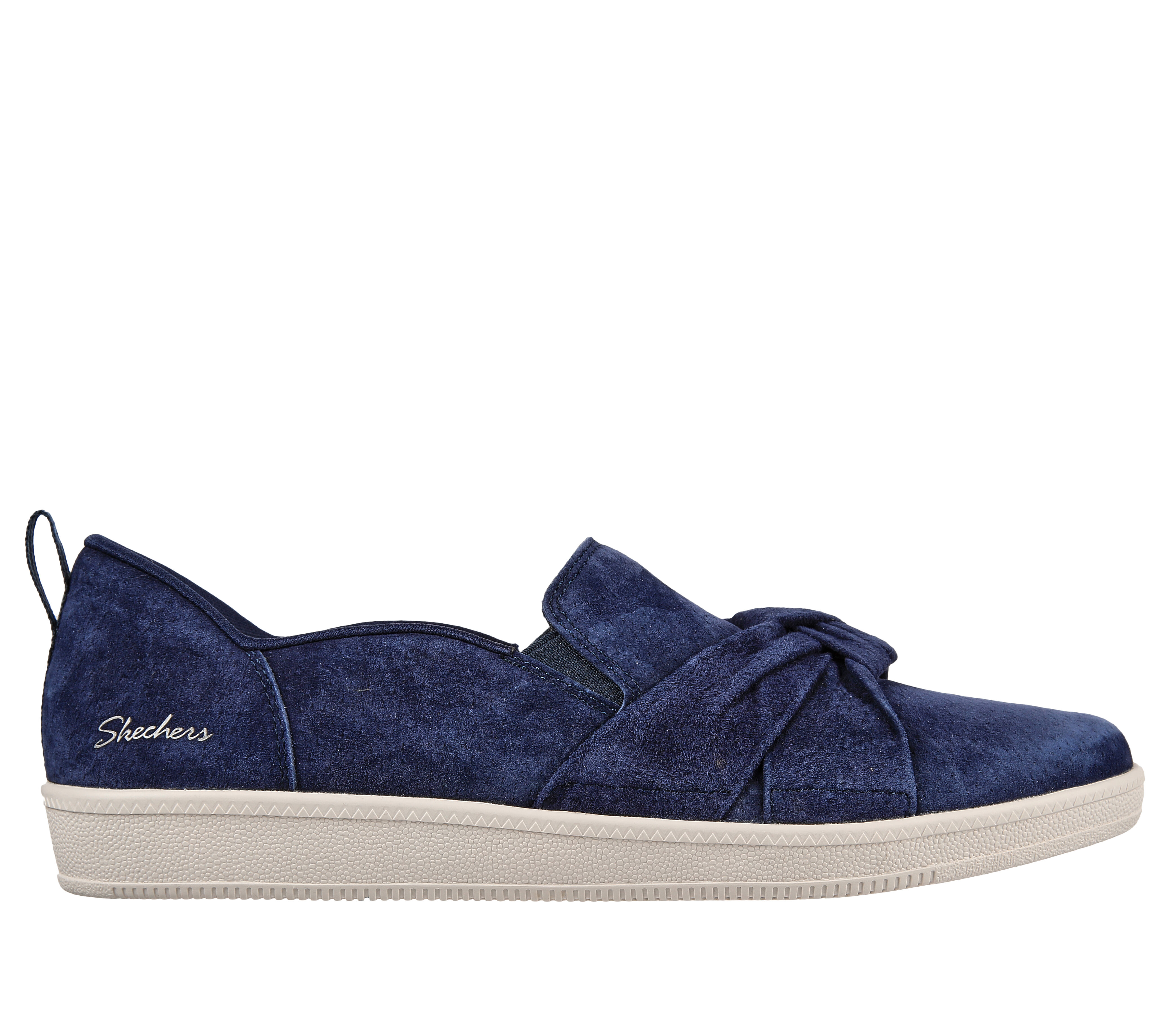 Skechers suede bow slip on shoes hot sale