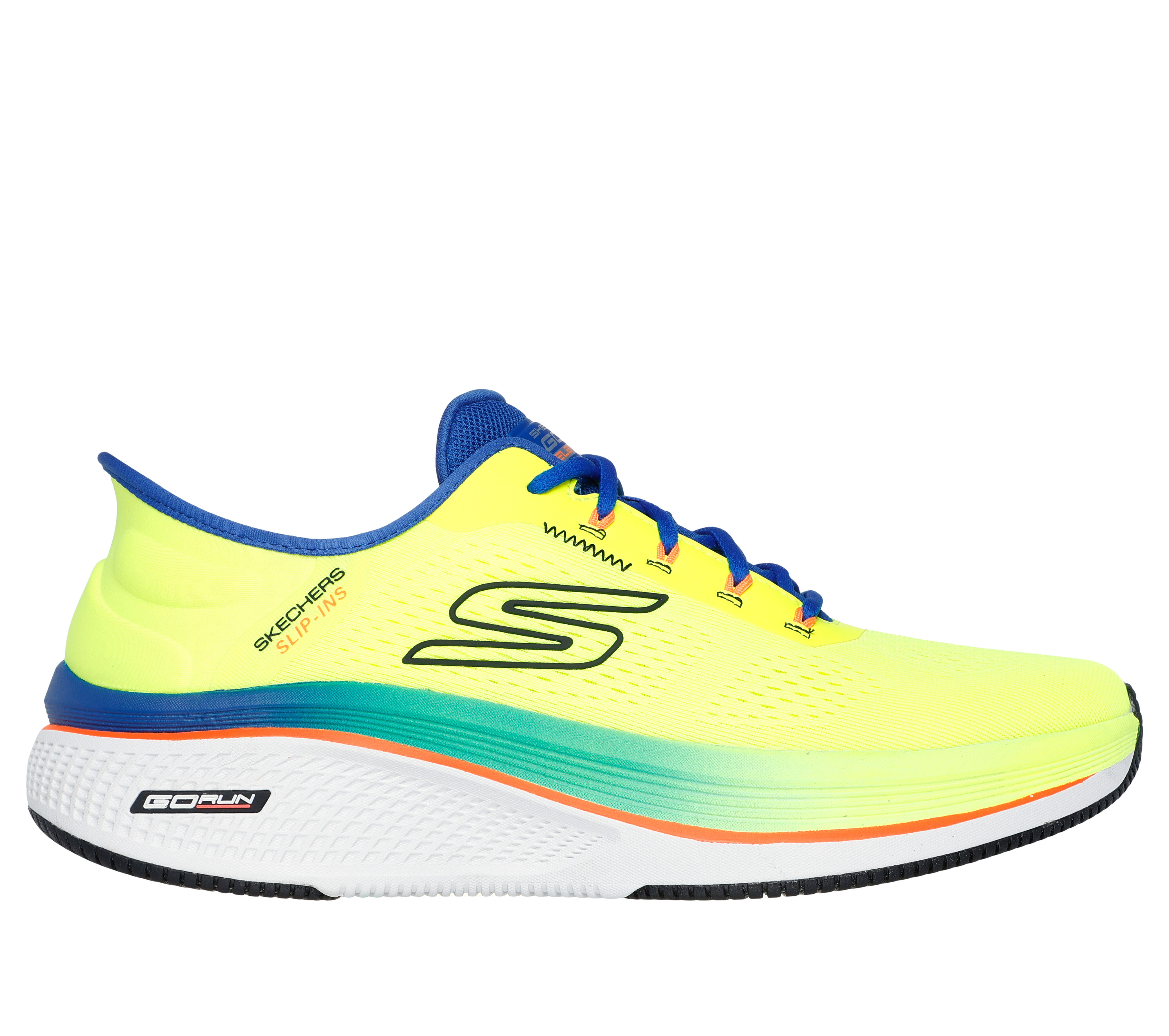 Skechers Men s Slip ins Go Run Elevate 2.0 Banyan Sneaker Size 12.0 Yellow Blue Textile Synthetic Vegan
