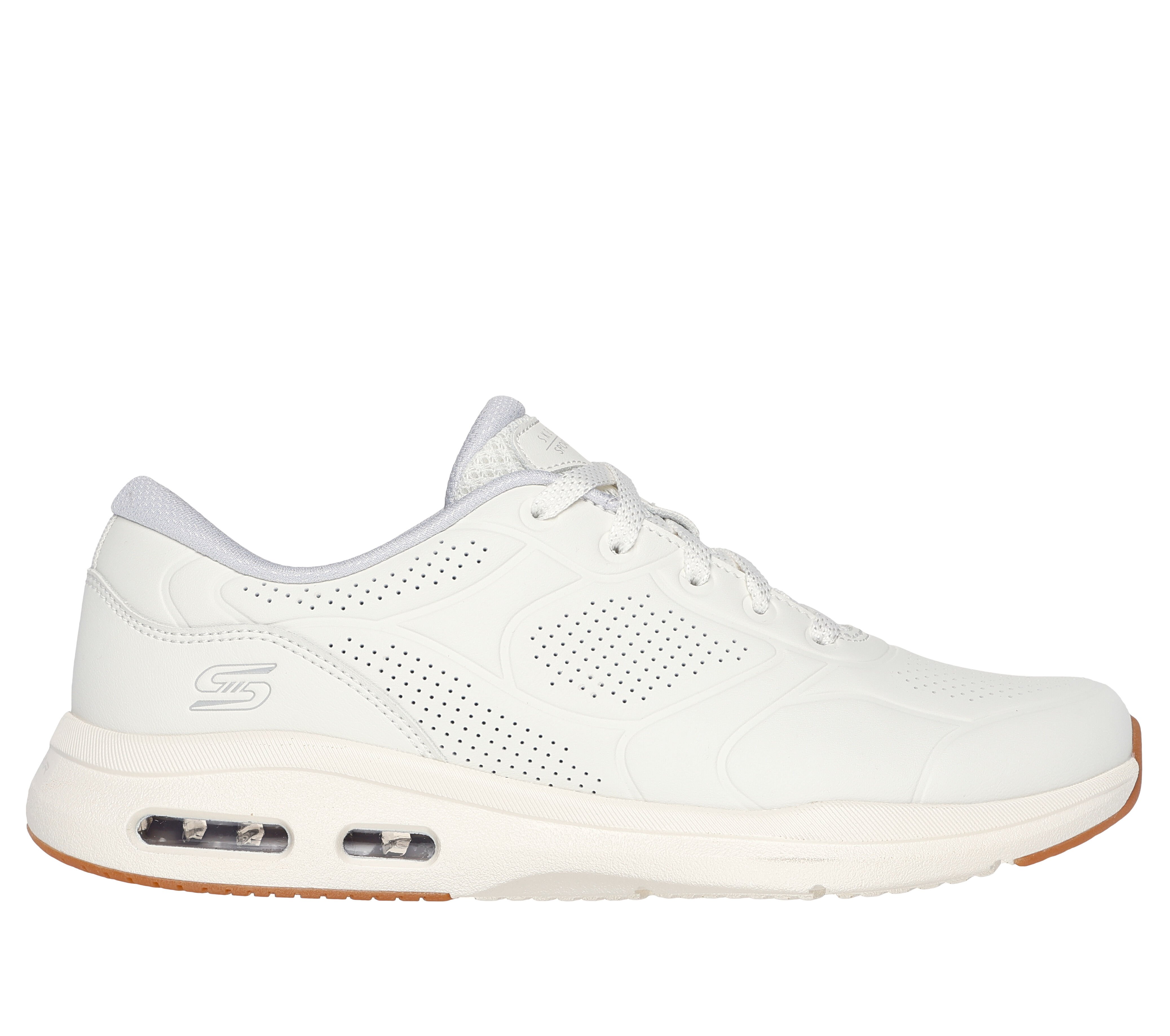 Skechers Women s Relaxed Fit Skech Air Edge 2.0 City Bound Sneaker Size 6.0 Off White Leather Textile