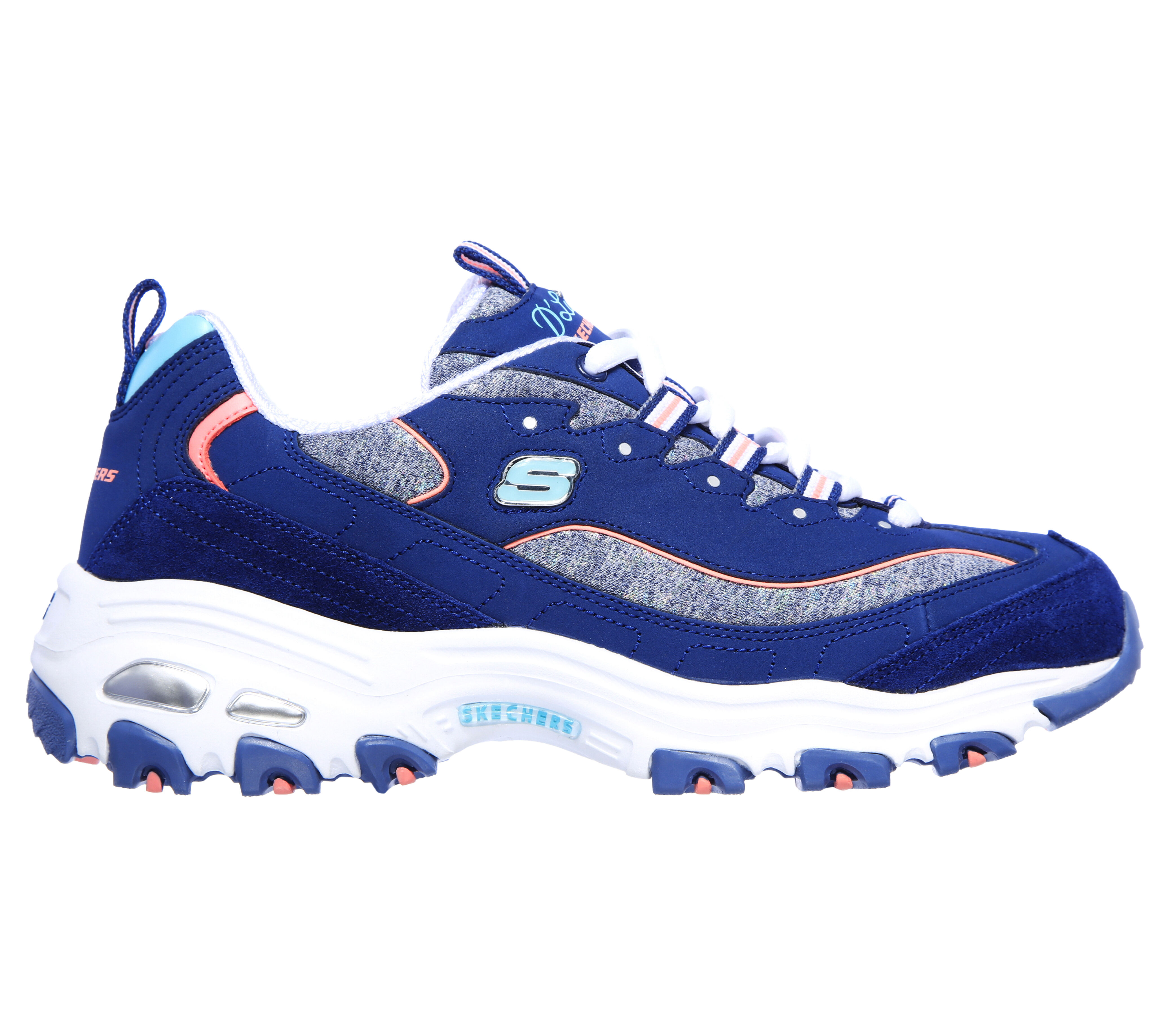 navy leather skechers