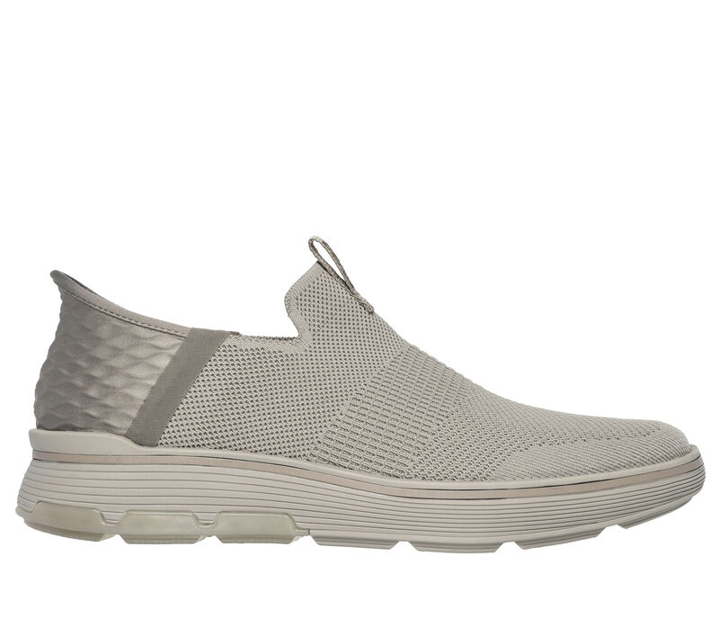 mens grey skechers slip ons