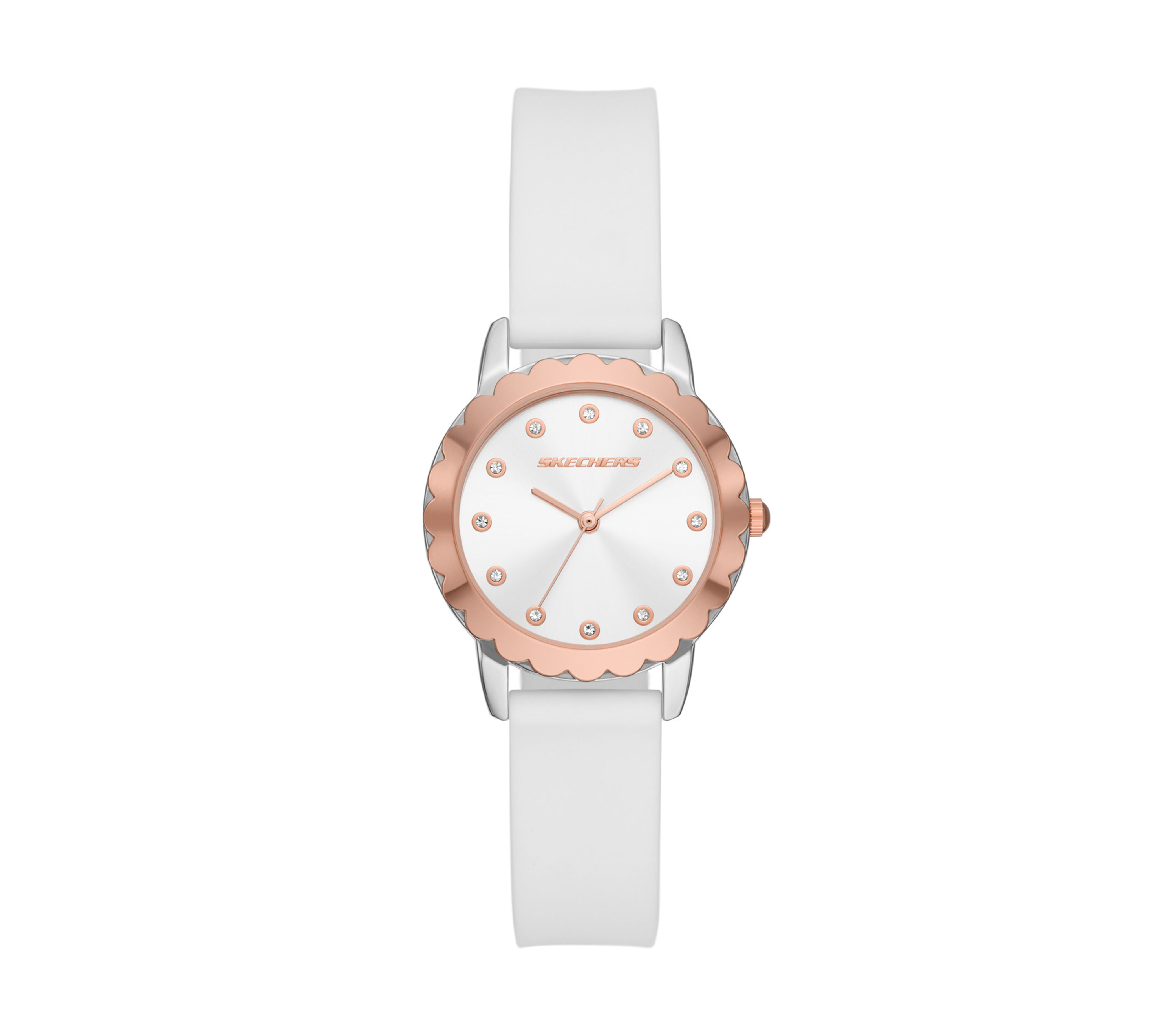 Scalloped Bezel White Watch SKECHERS