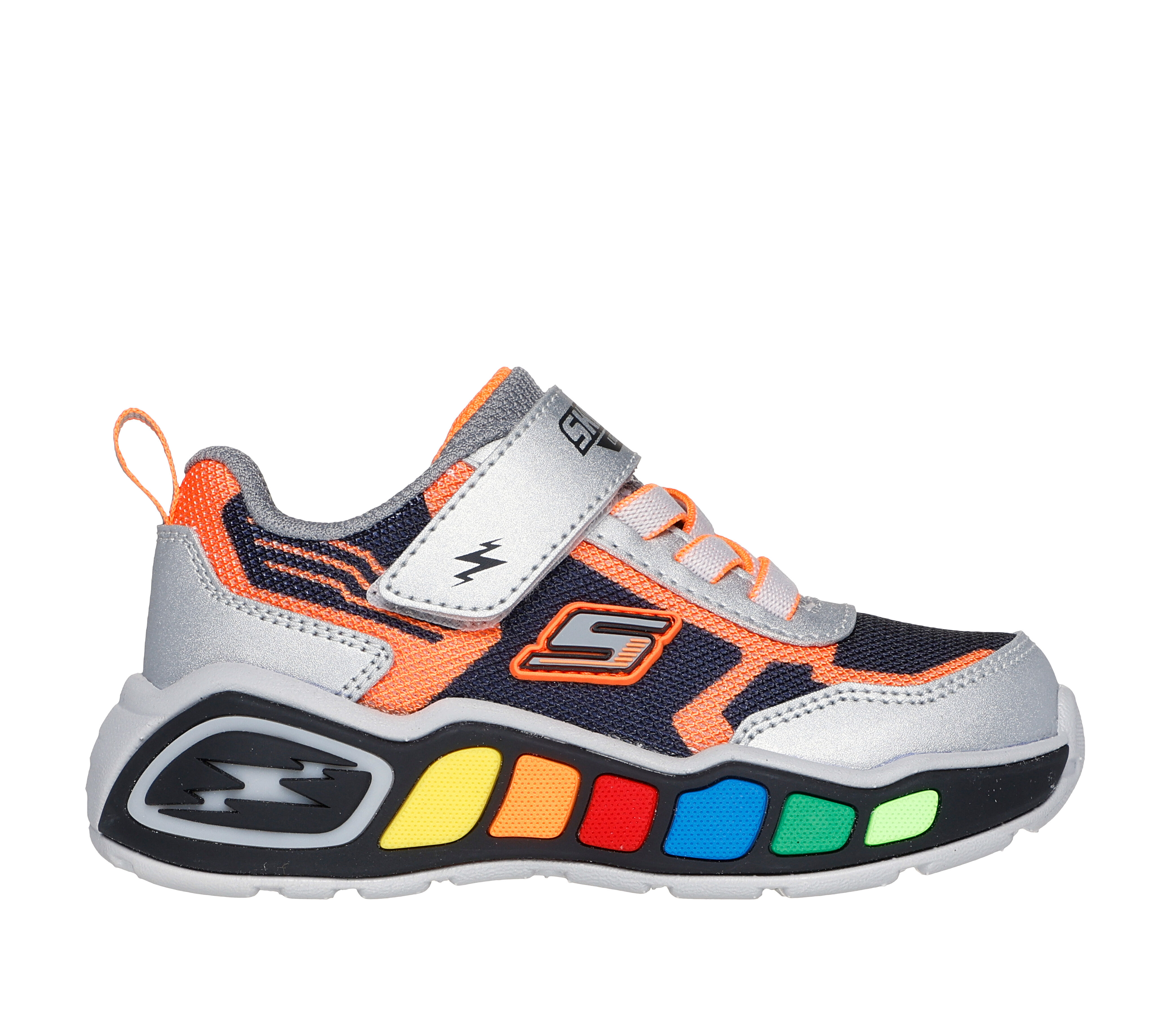Skechers Boy s Play Scene Storm Brights Sneaker Size 10.0 Silver Black Textile Synthetic