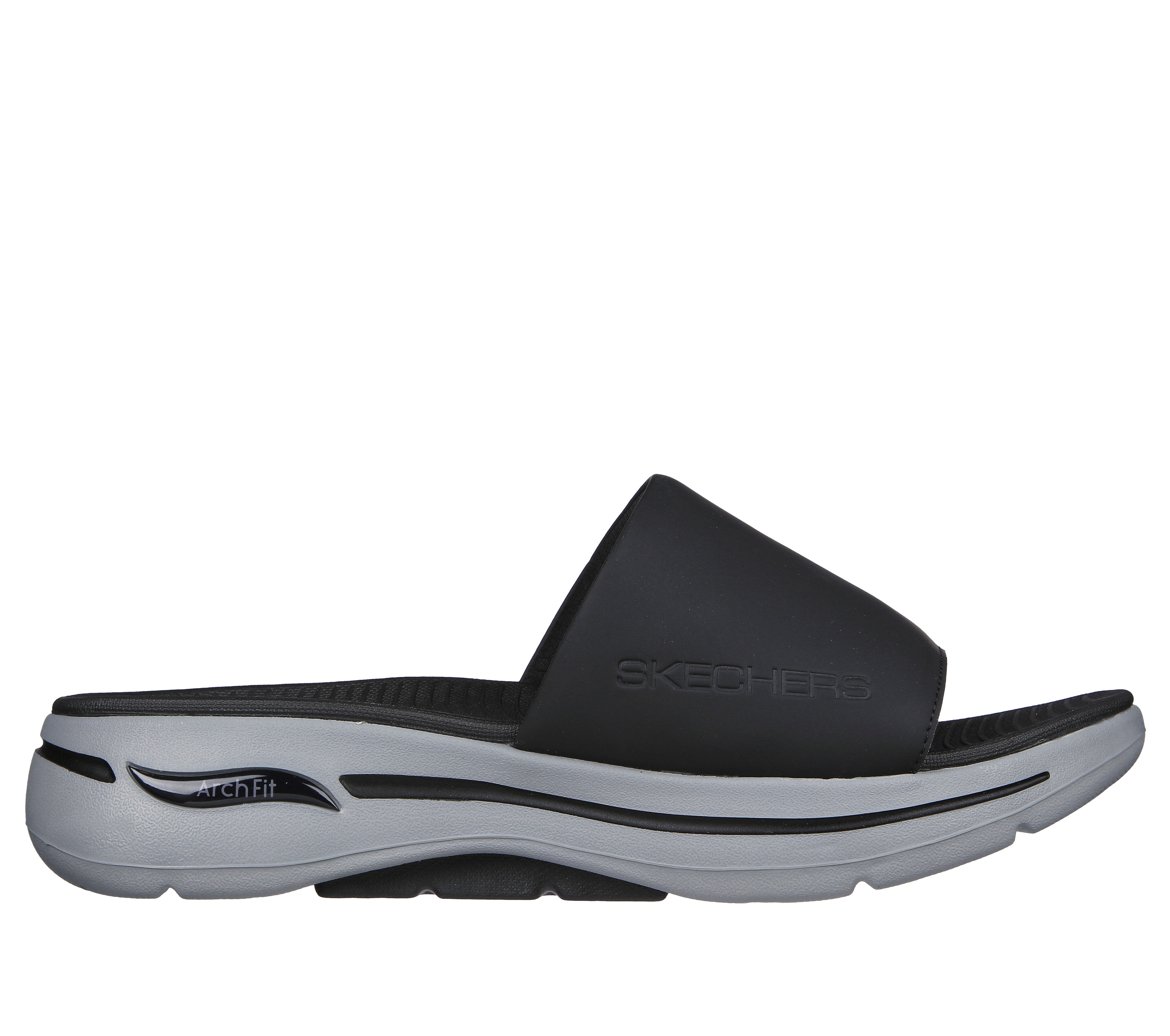 Skechers Men s Go Walk Arch Fit Sandals Gradual Size 8.0 Black Gray Synthetic Machine Washable