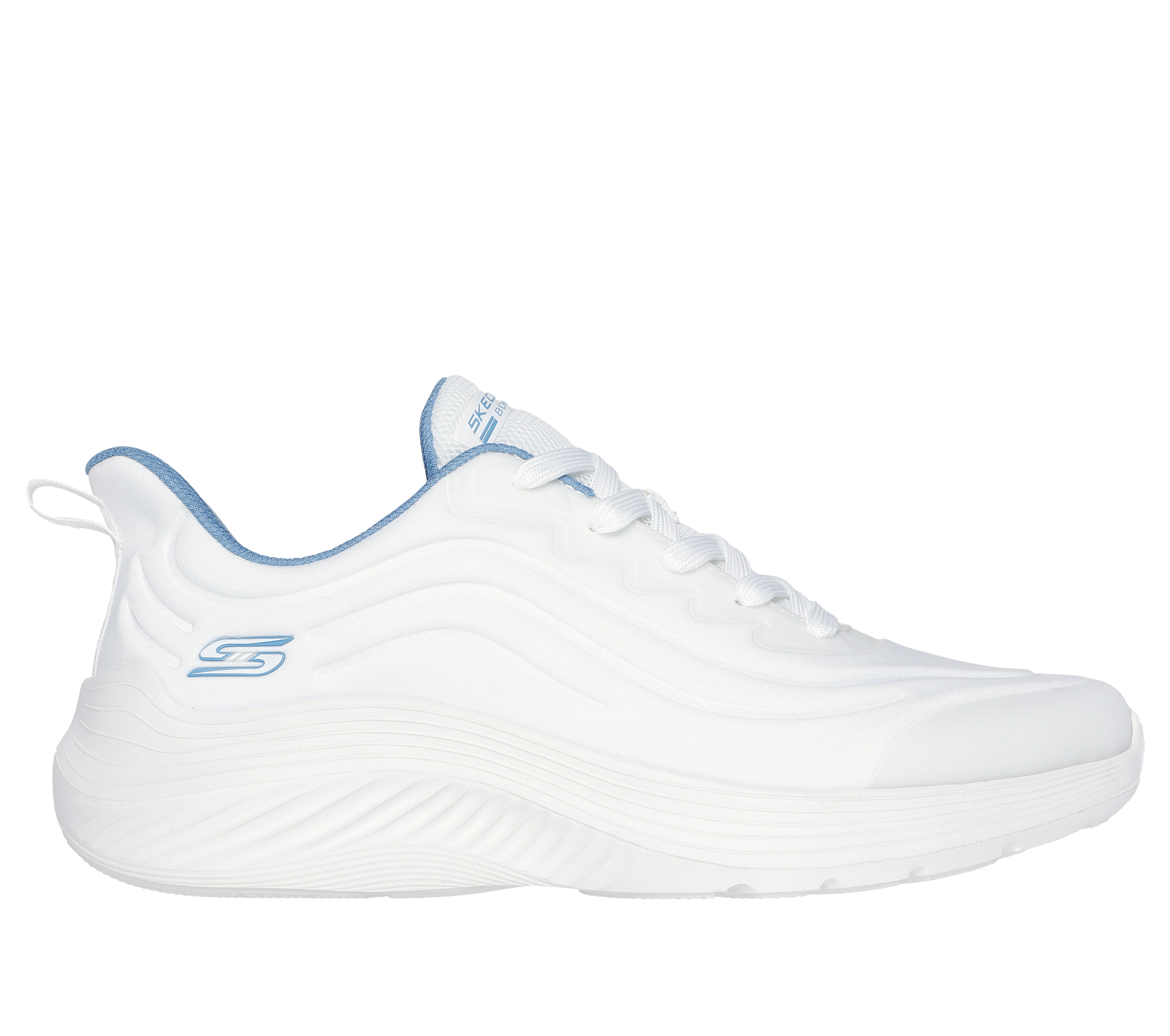 Skechers Men s Bobs Sport Bobs Squad Waves Perfect Curl Sneaker Size 6.5 White Textile Synthetic Vegan Machine Washable