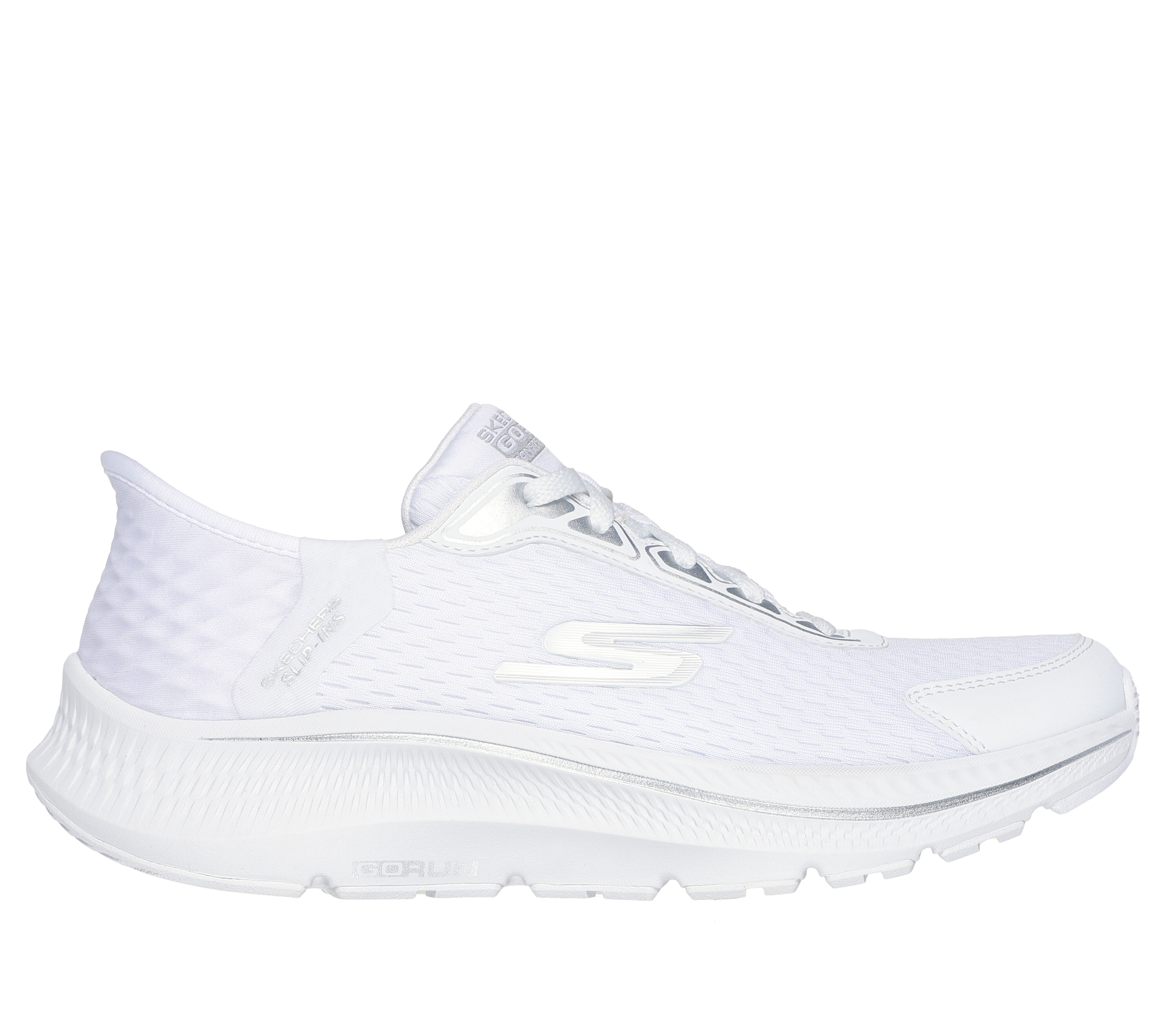 Skechers silver slip on best sale