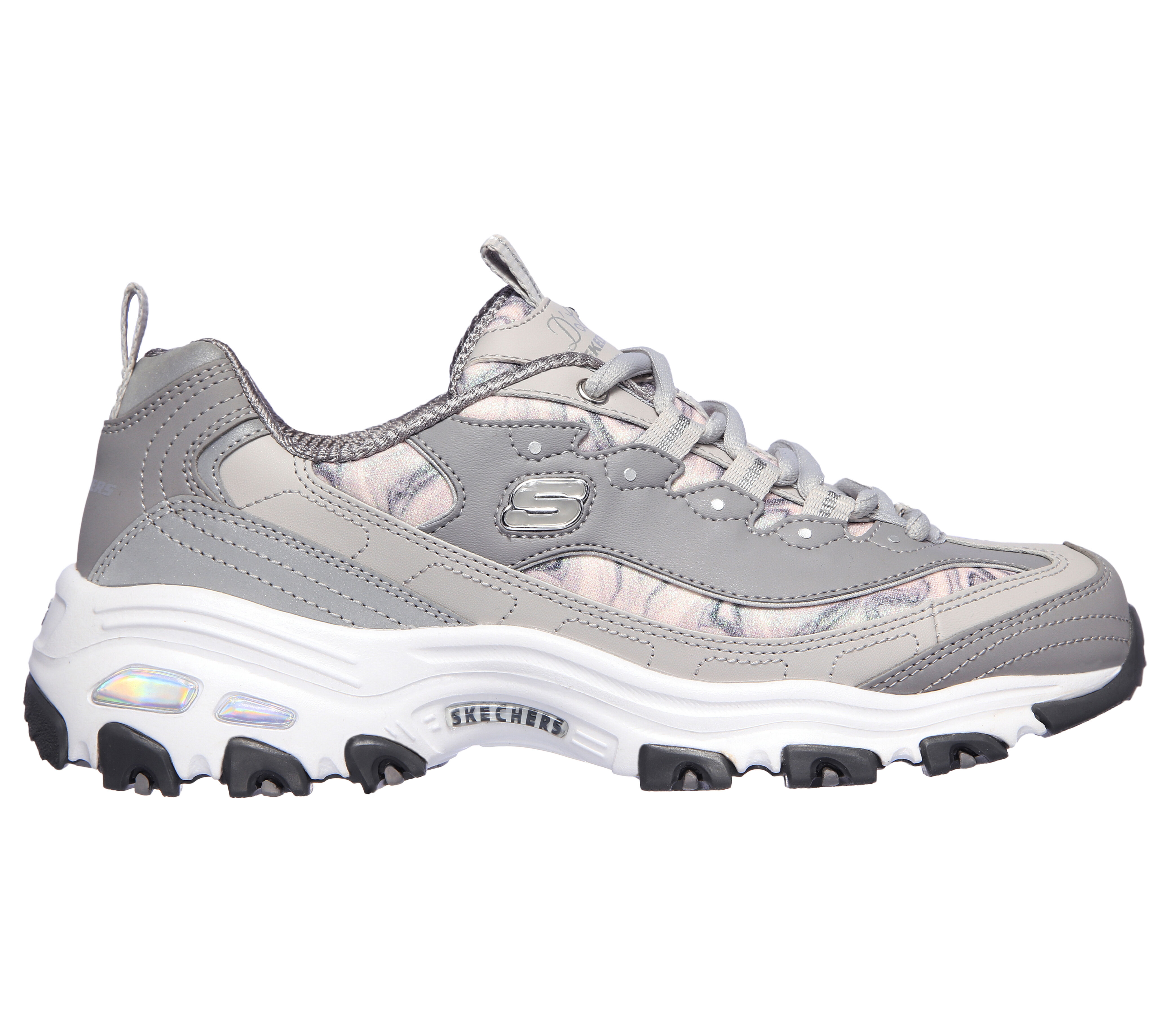 skechers d lite grey