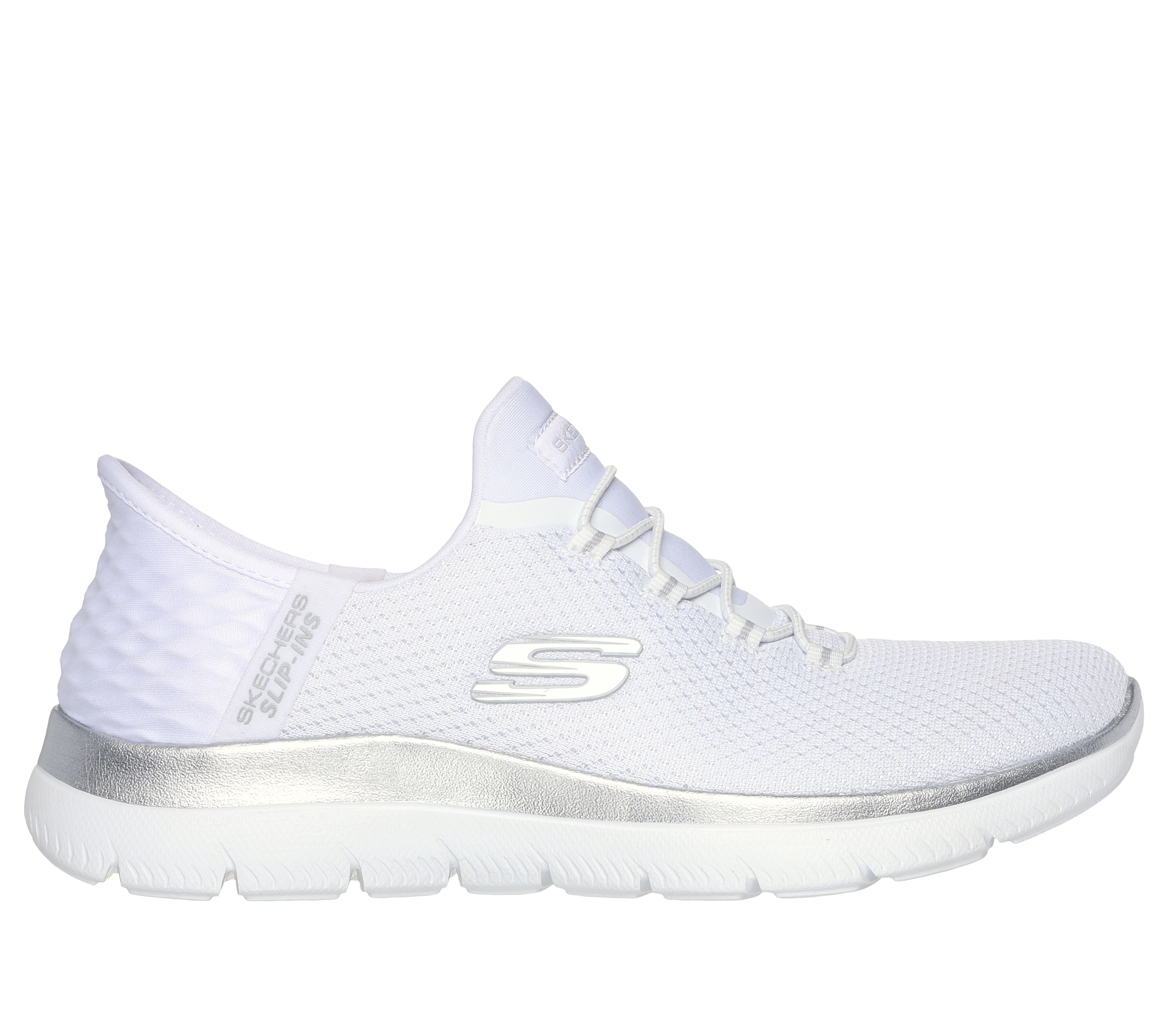 Skechers slip on sneakers white hot sale