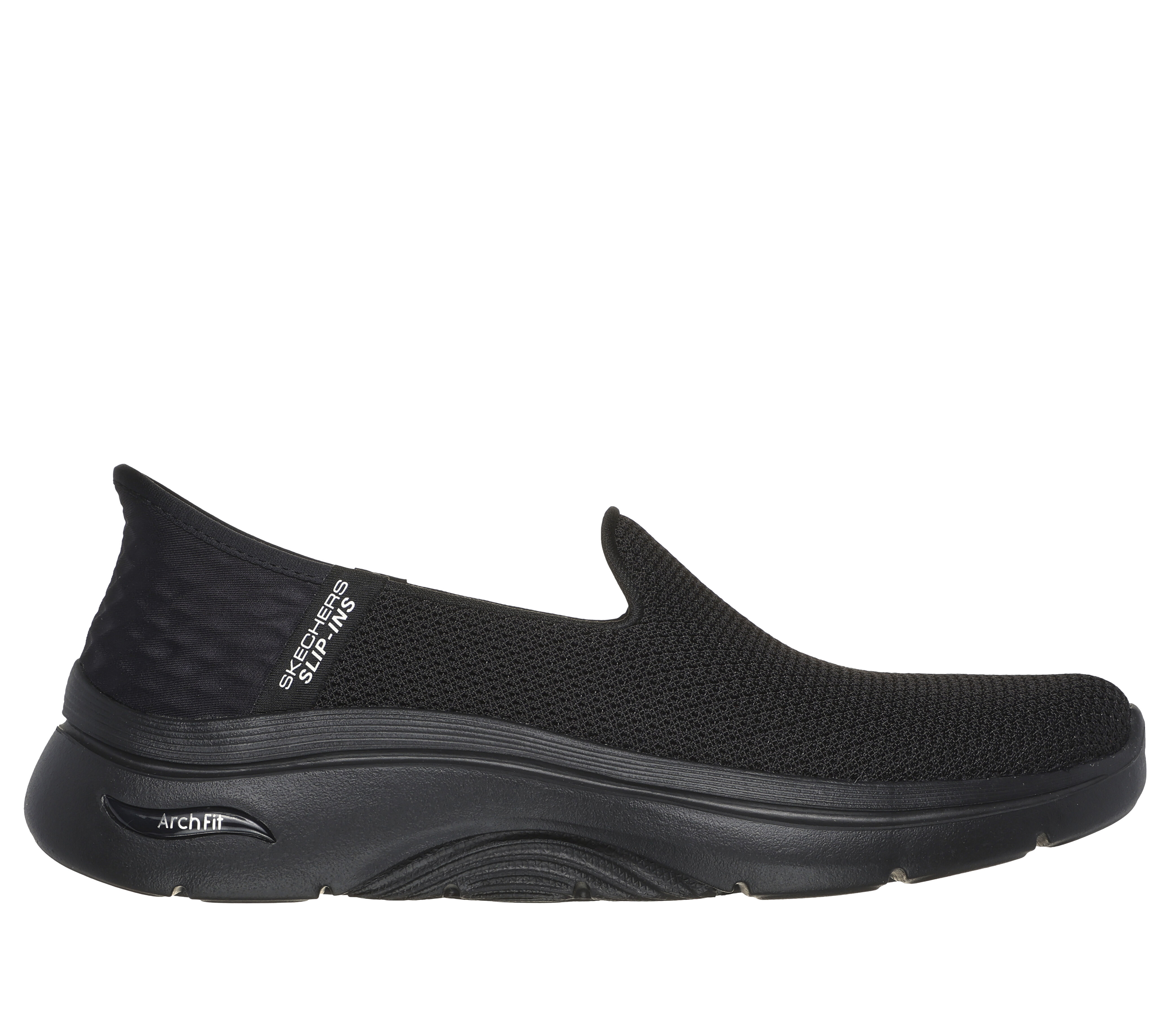 Skechers black slip on sneakers top