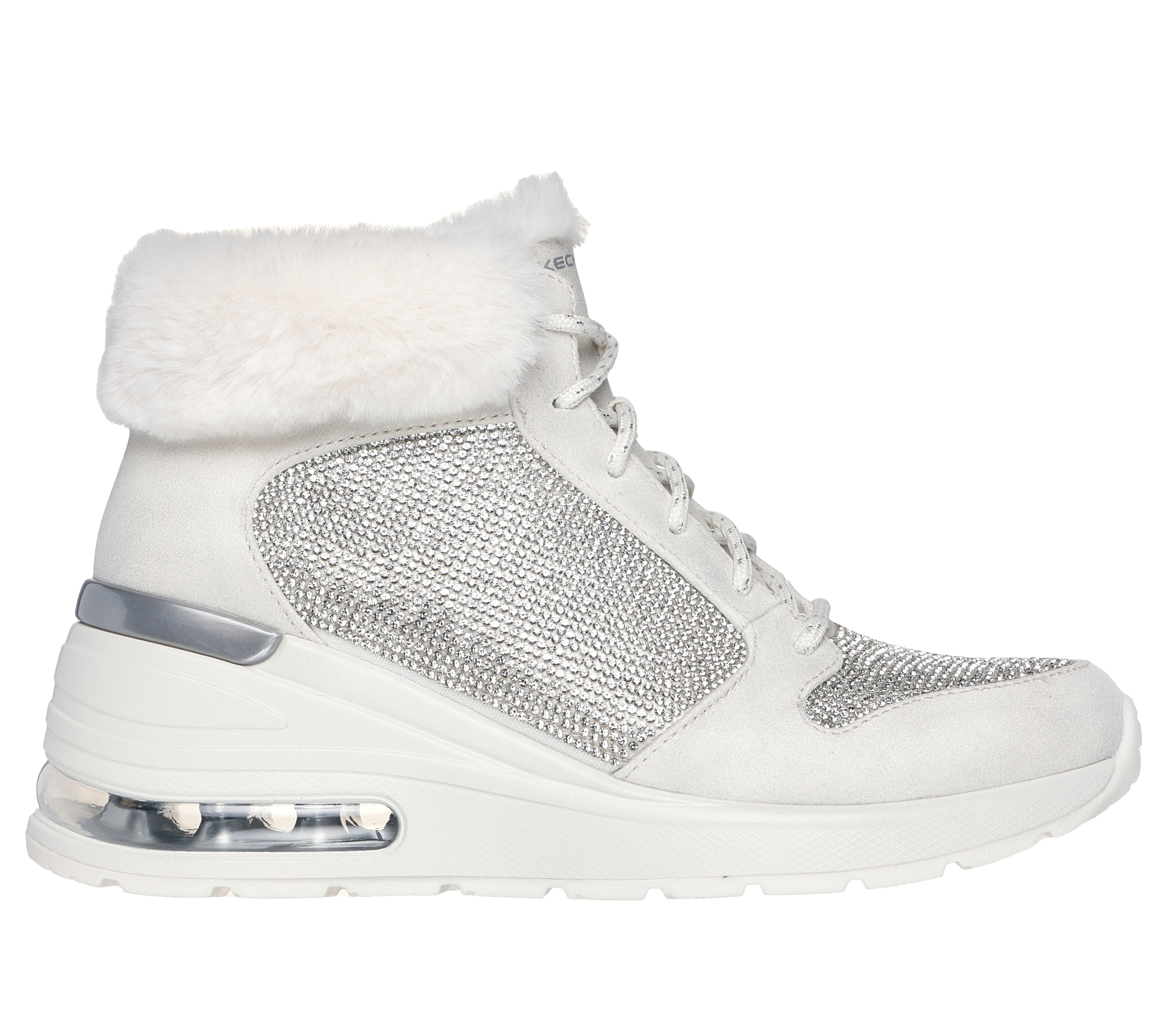 Skechers Women s Million Air Elevated Luxe Air Boots Size 8.5 Off White Textile