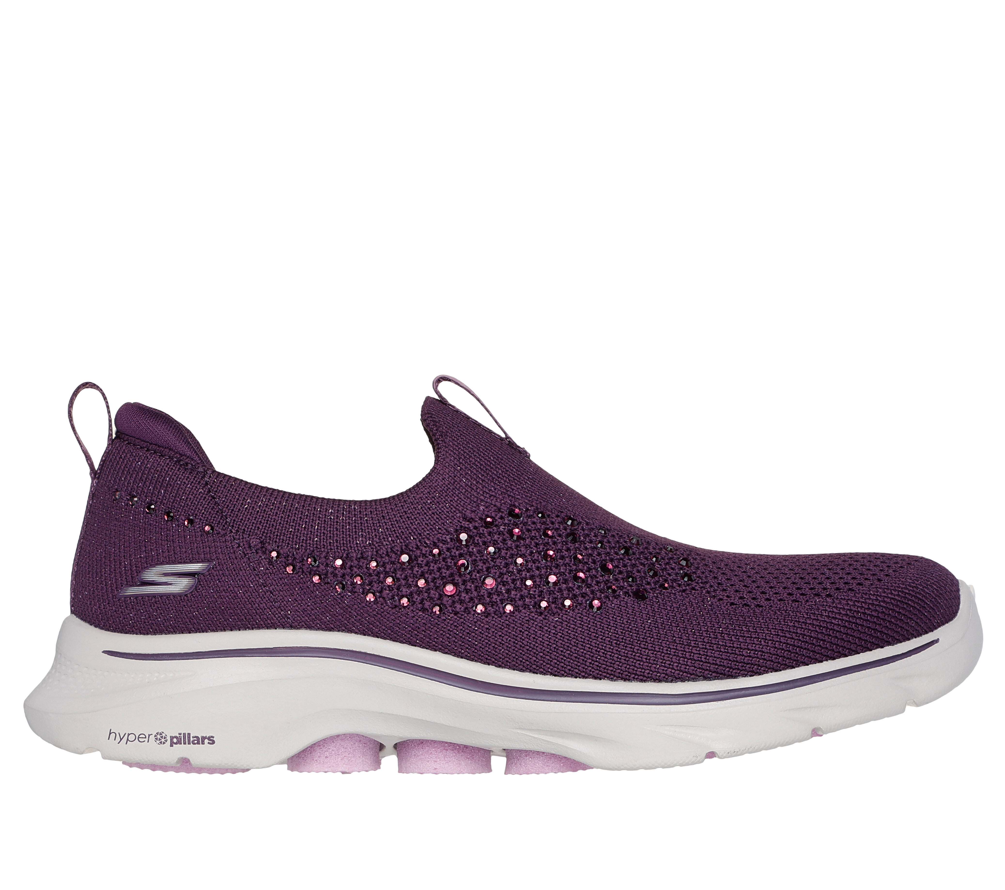 Skechers Women s Go Walk 7 Blink Slip On Shoes Size 7.0 Plum Textile Synthetic