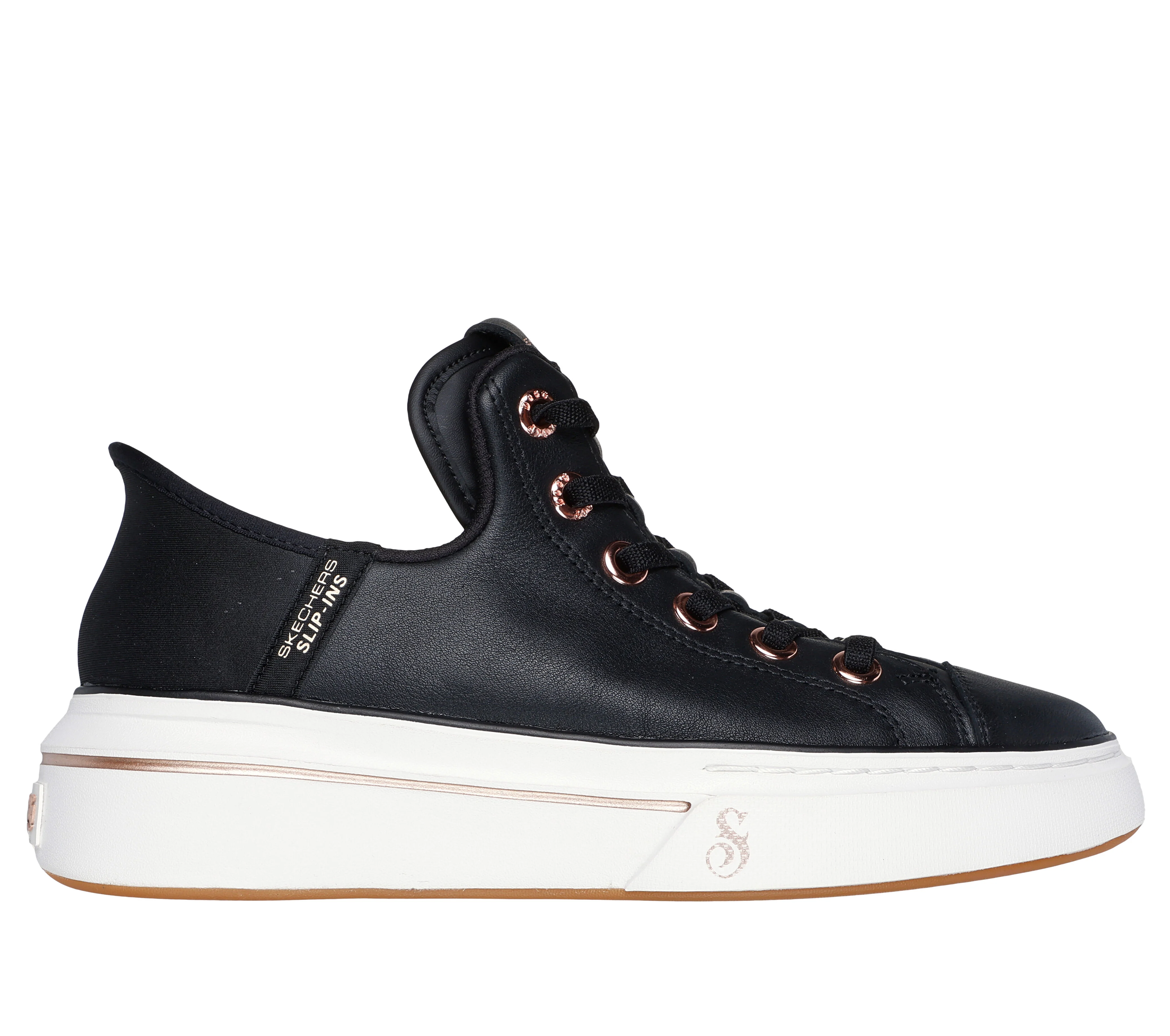 Black skechers hotsell slip on sneakers