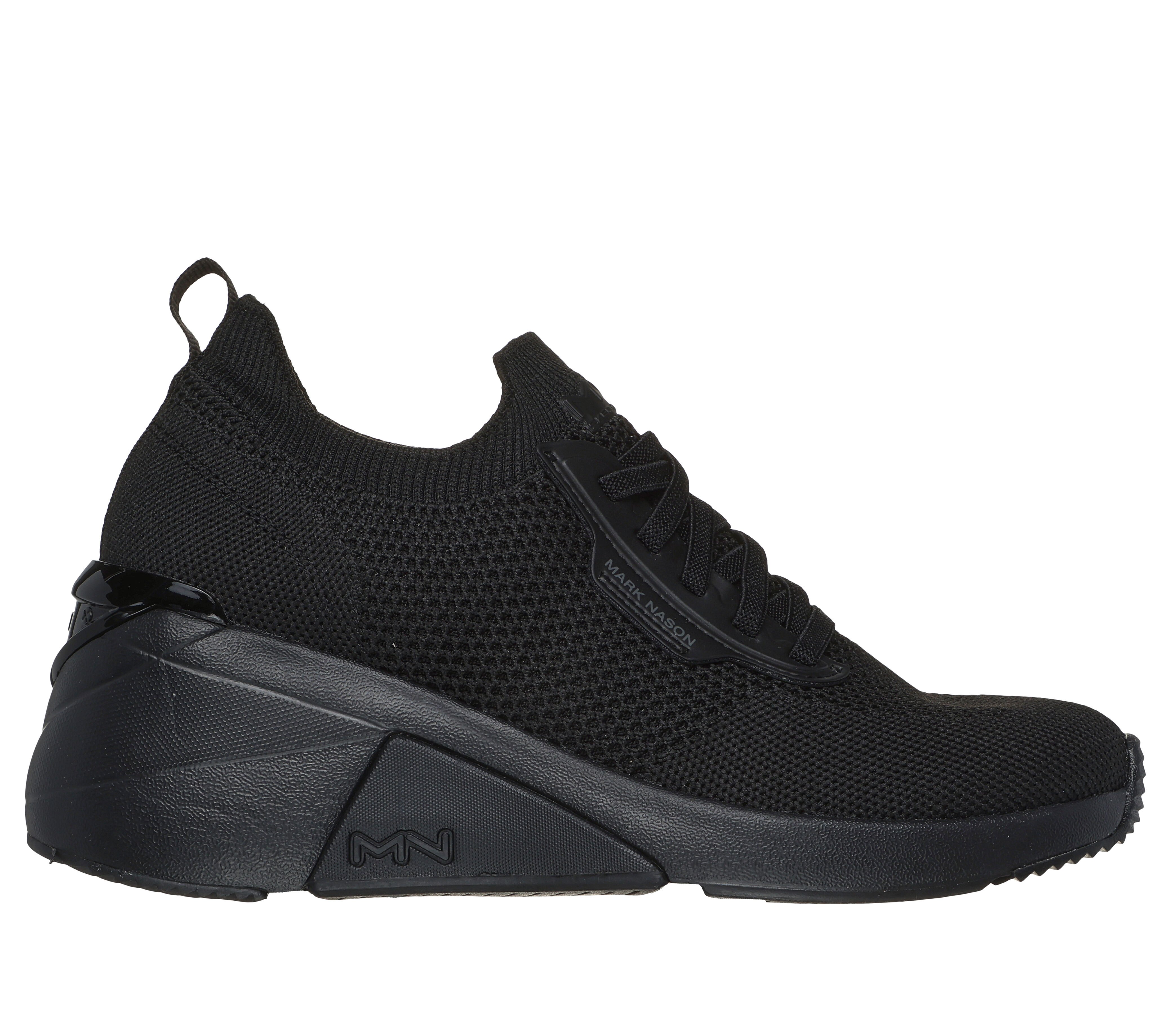 Skechers black wedge shoes on sale