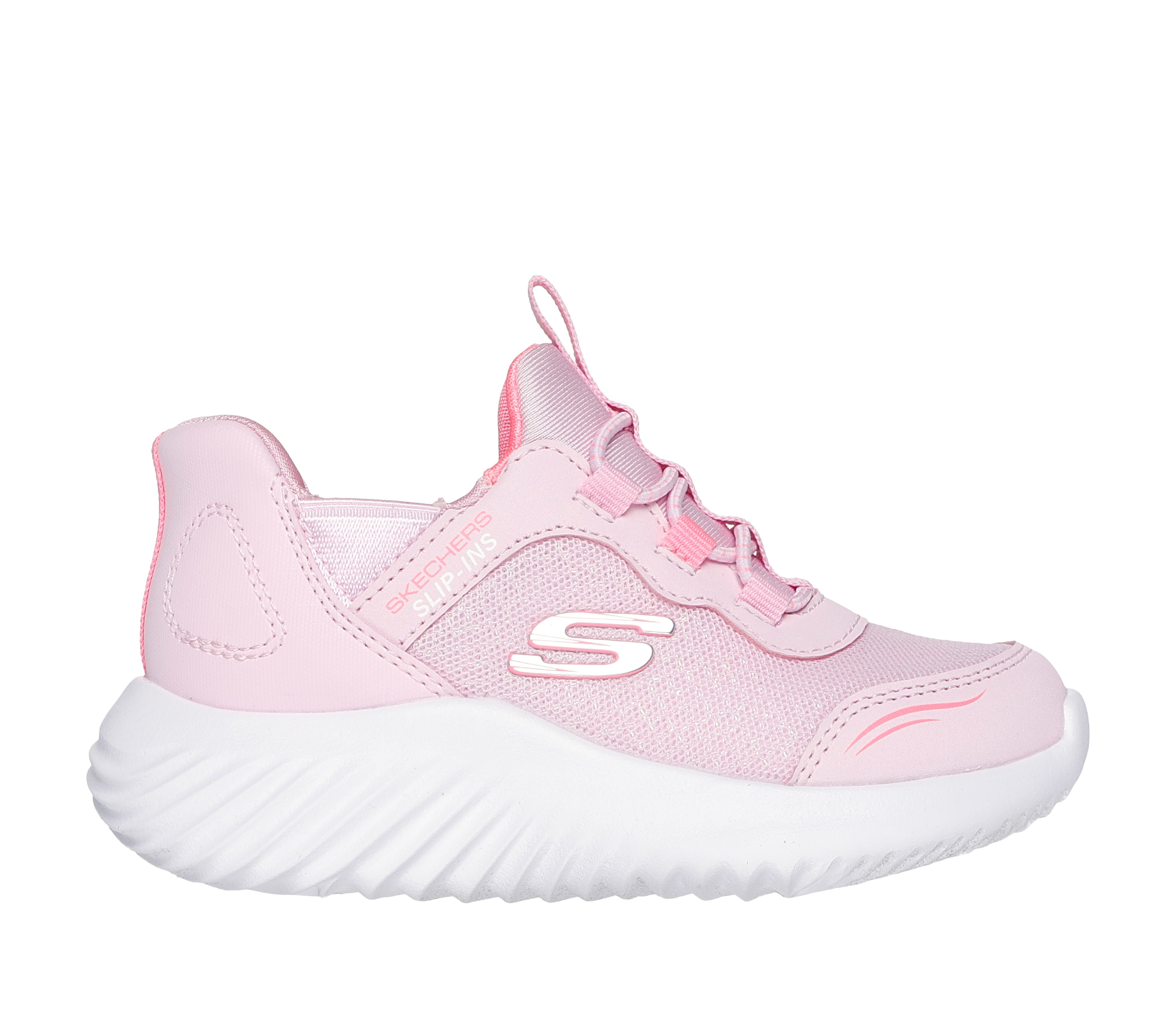 Skechers Girl s Slip ins Bounder Simple Cute Sneaker Size 6.0 Light Pink Synthetic Textile Machine Washable