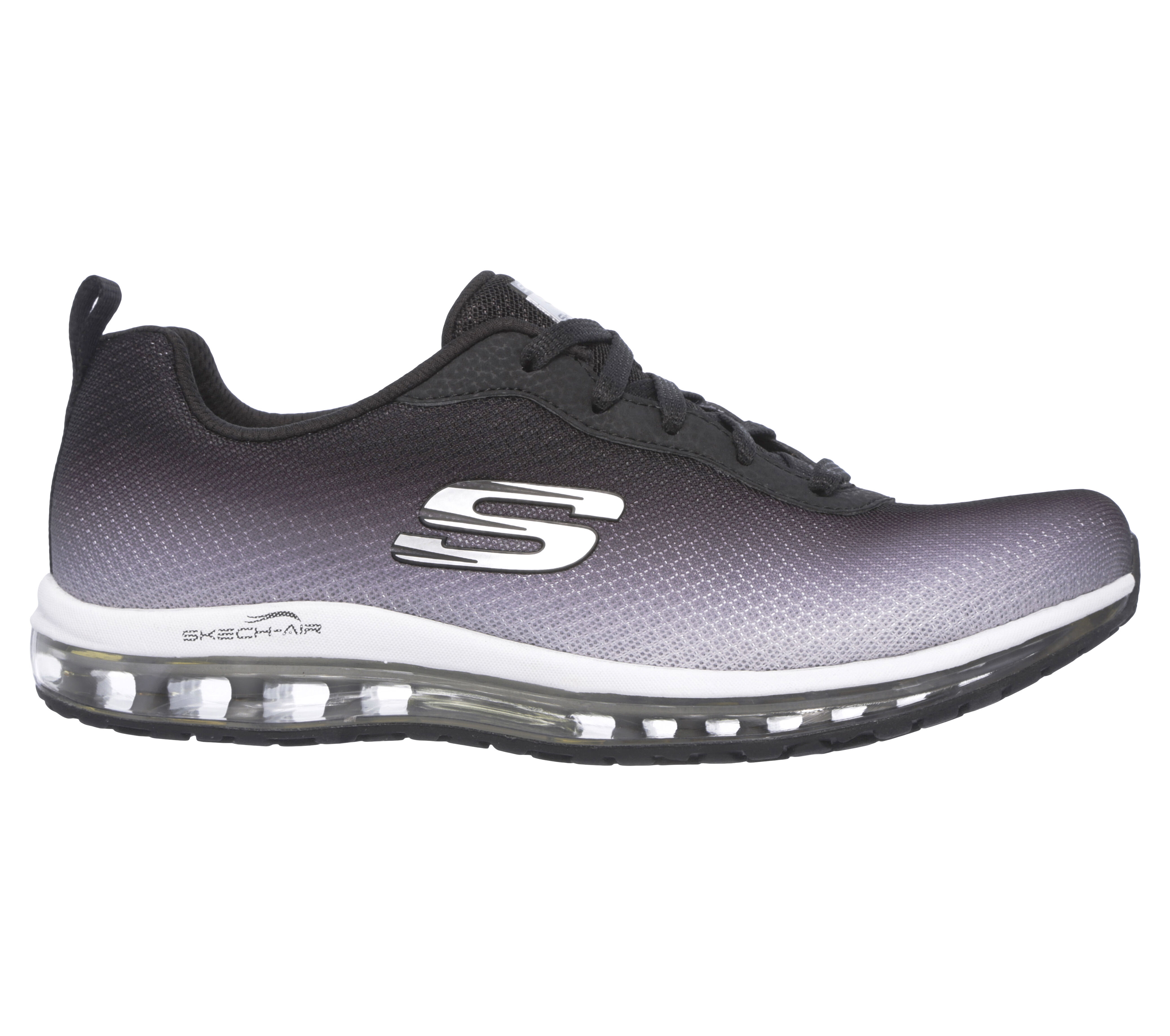 white and black skechers