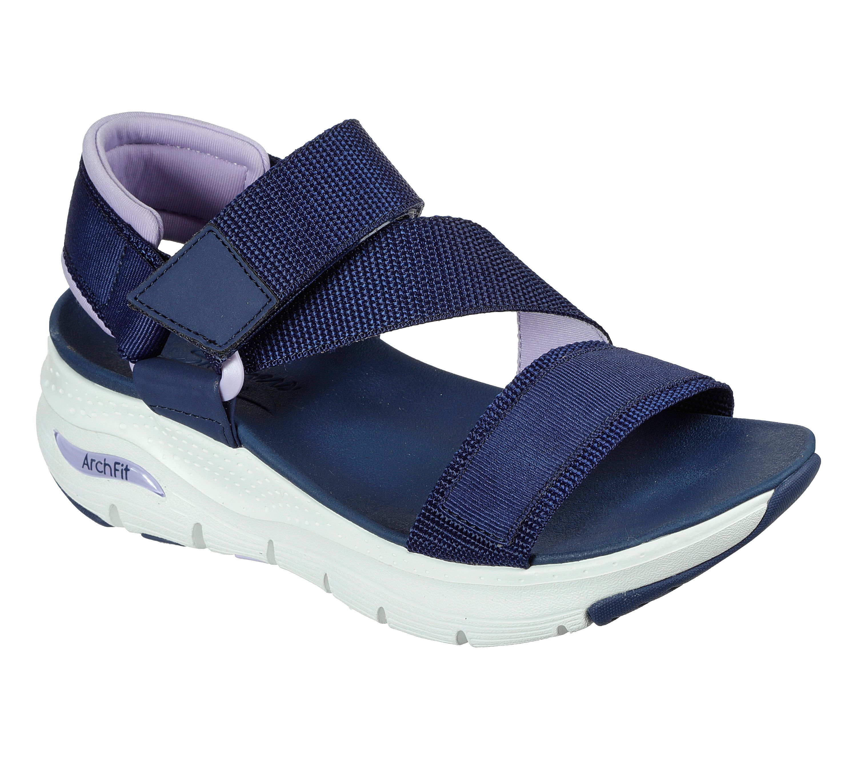 navy blue skechers sandals