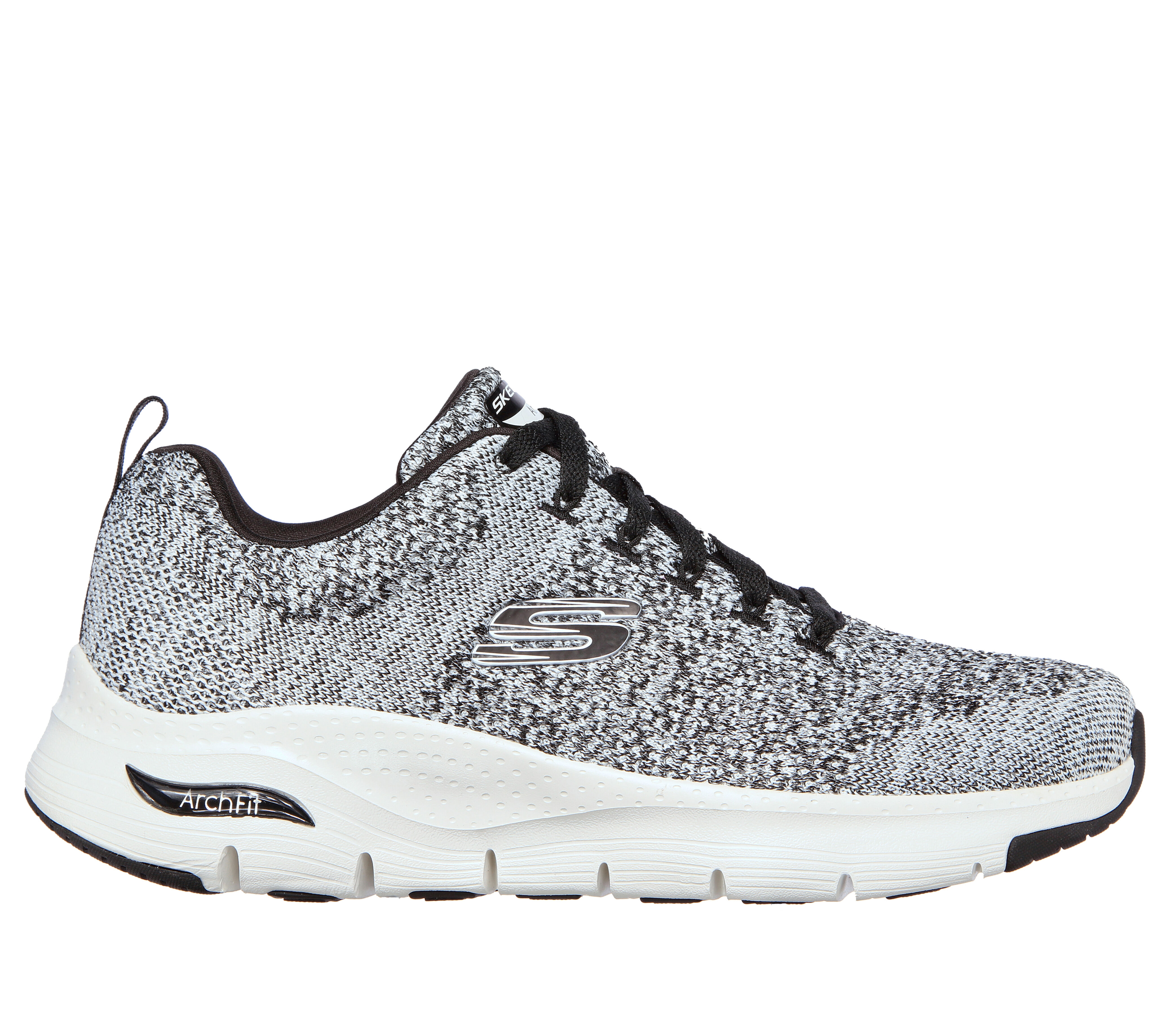 white and black skechers