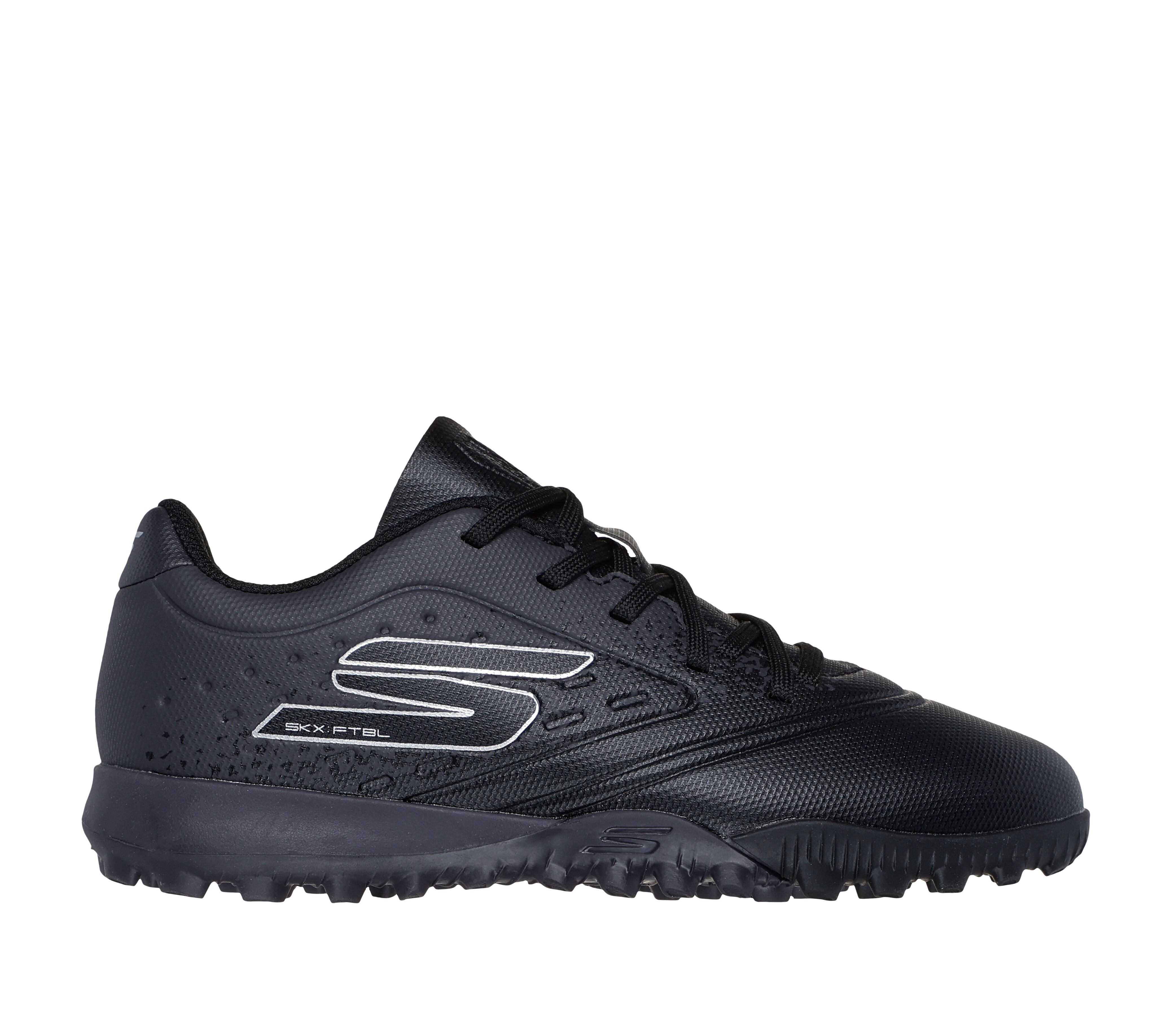 Skechers Boy s Razor 1.5 Jr TD TF Soccer Shoes Size 10.0 Black Silver Textile Synthetic