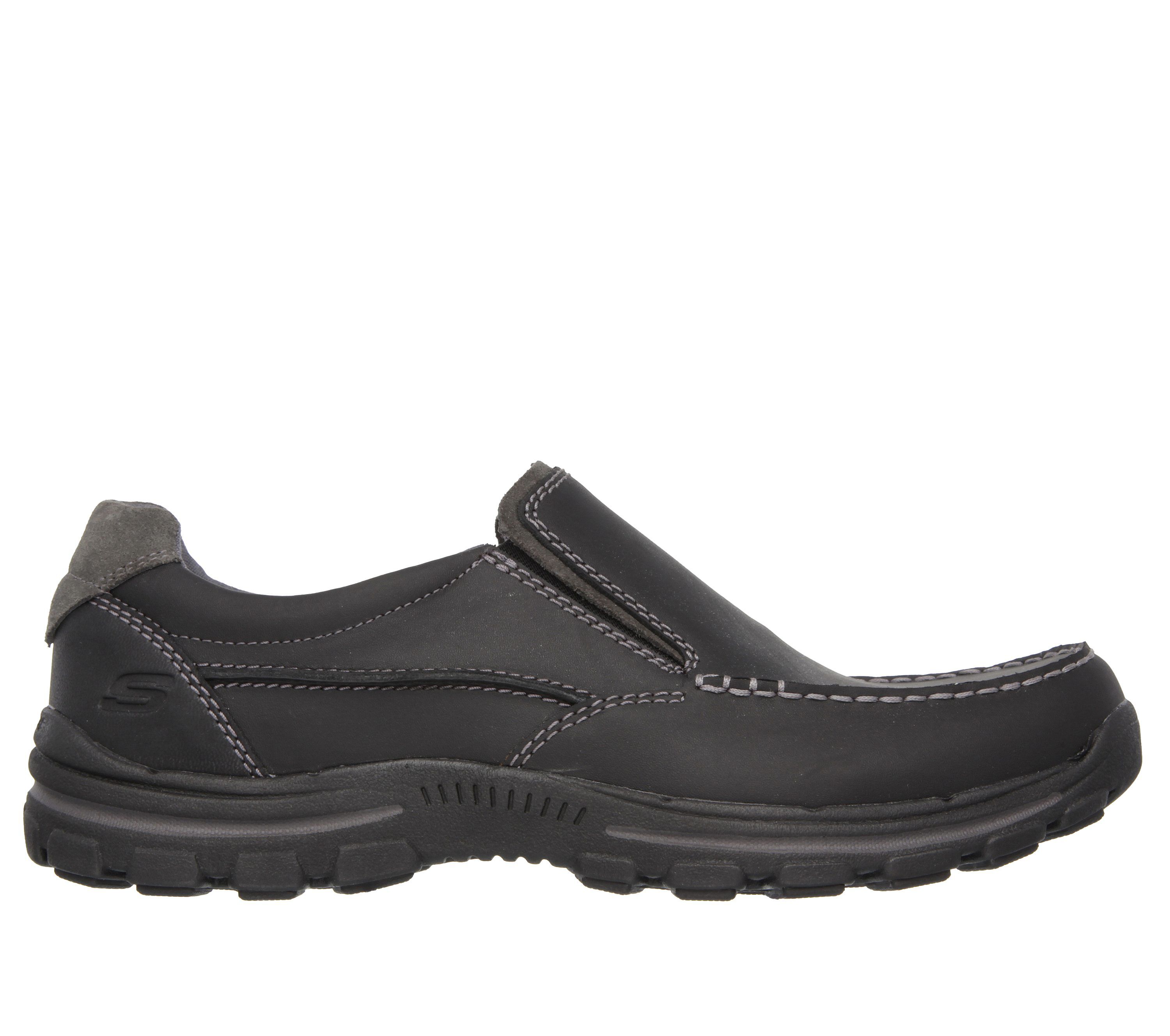 Black skechers leather clearance