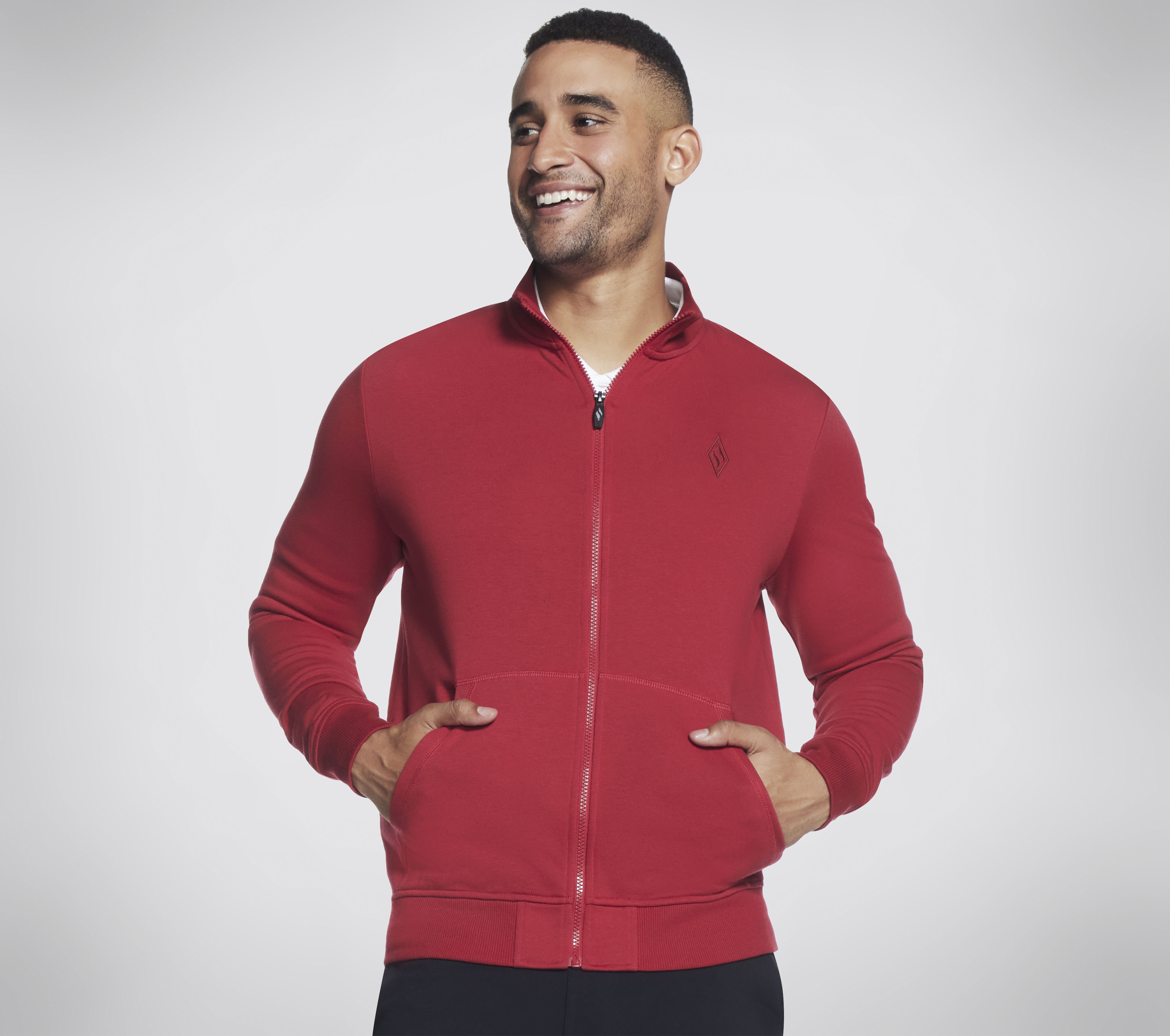 Full zip new arrivals hoodless sweatshirt