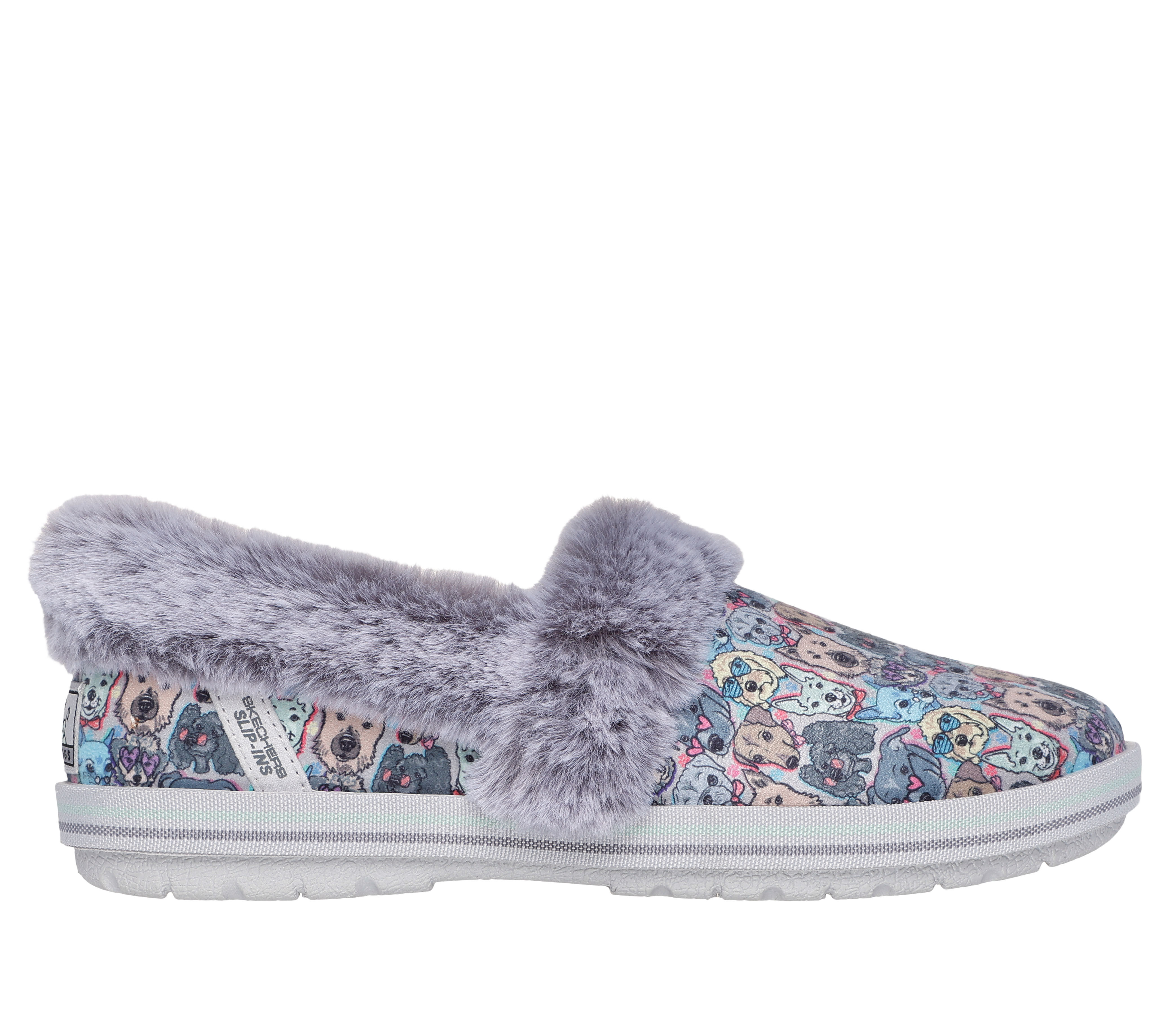 Skechers Women s Slip ins Bobs Too Cozy Family Tree Slipper Size 7.0 Gray Textile Vegan
