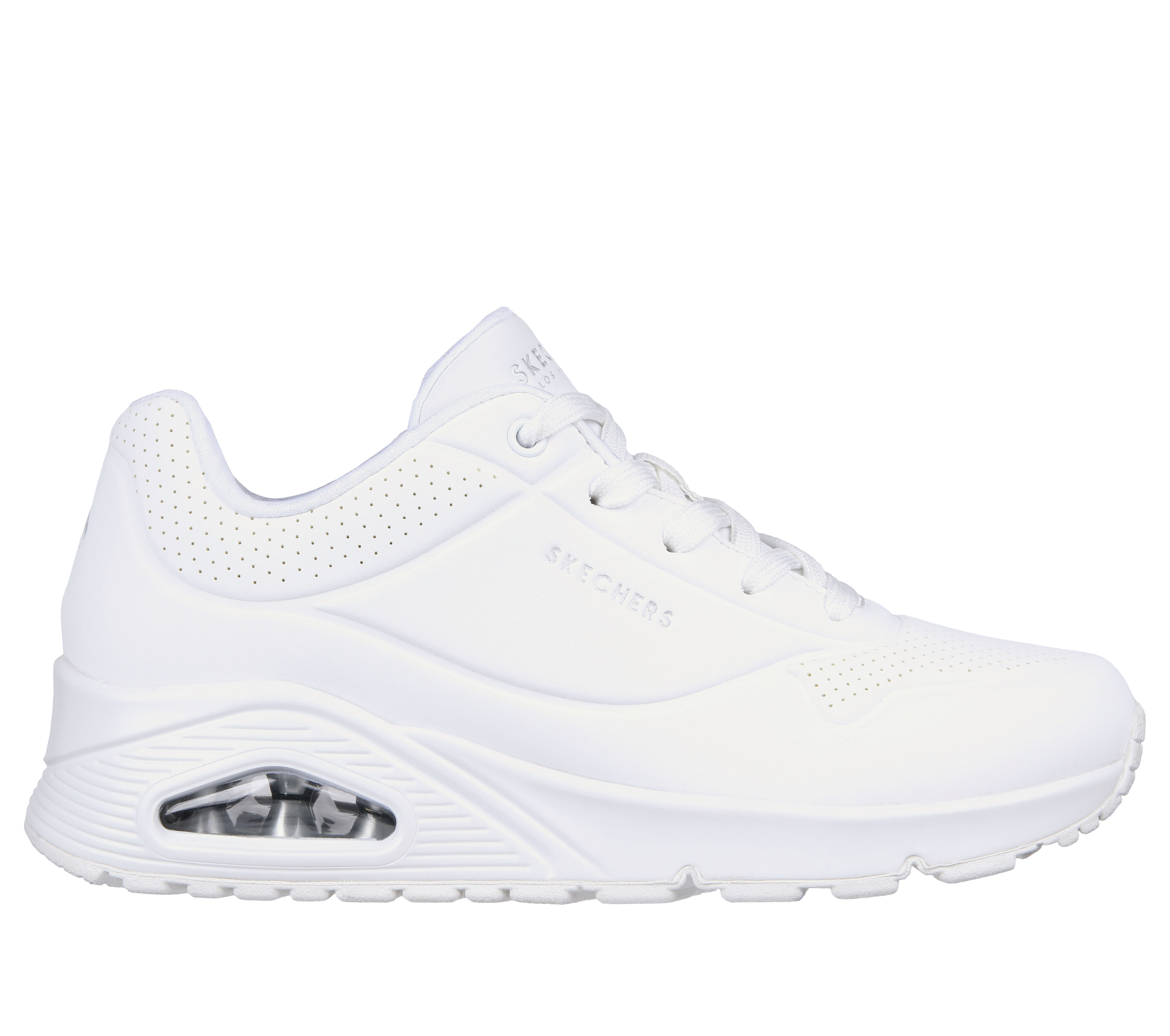 Skechers white leather shoes clearance