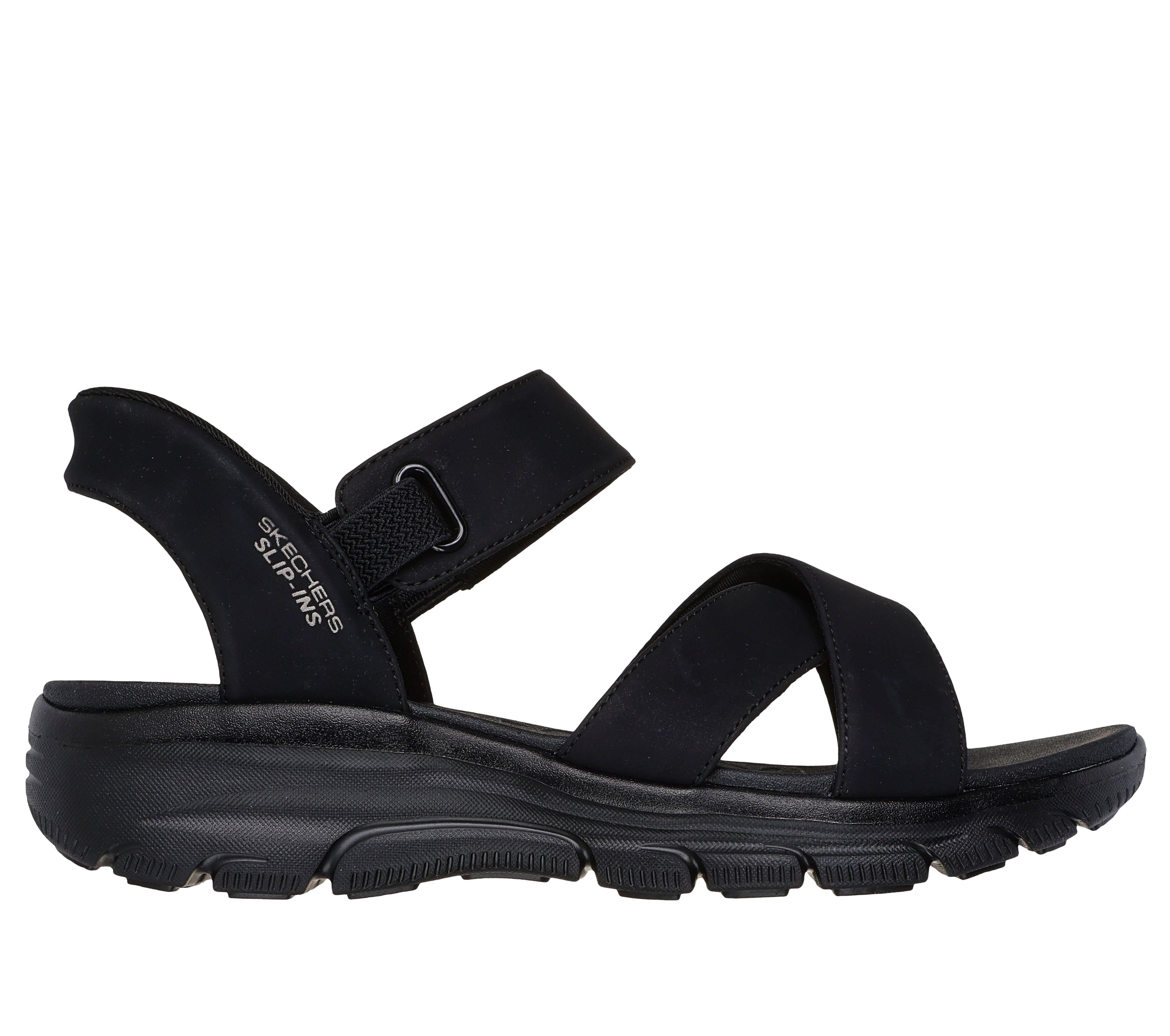 Skechers Women s Slip Ins Relaxed Fit Easy Going Somewhere Sunny Sandals Size 7.5 Black Synthetic Textile Vegan