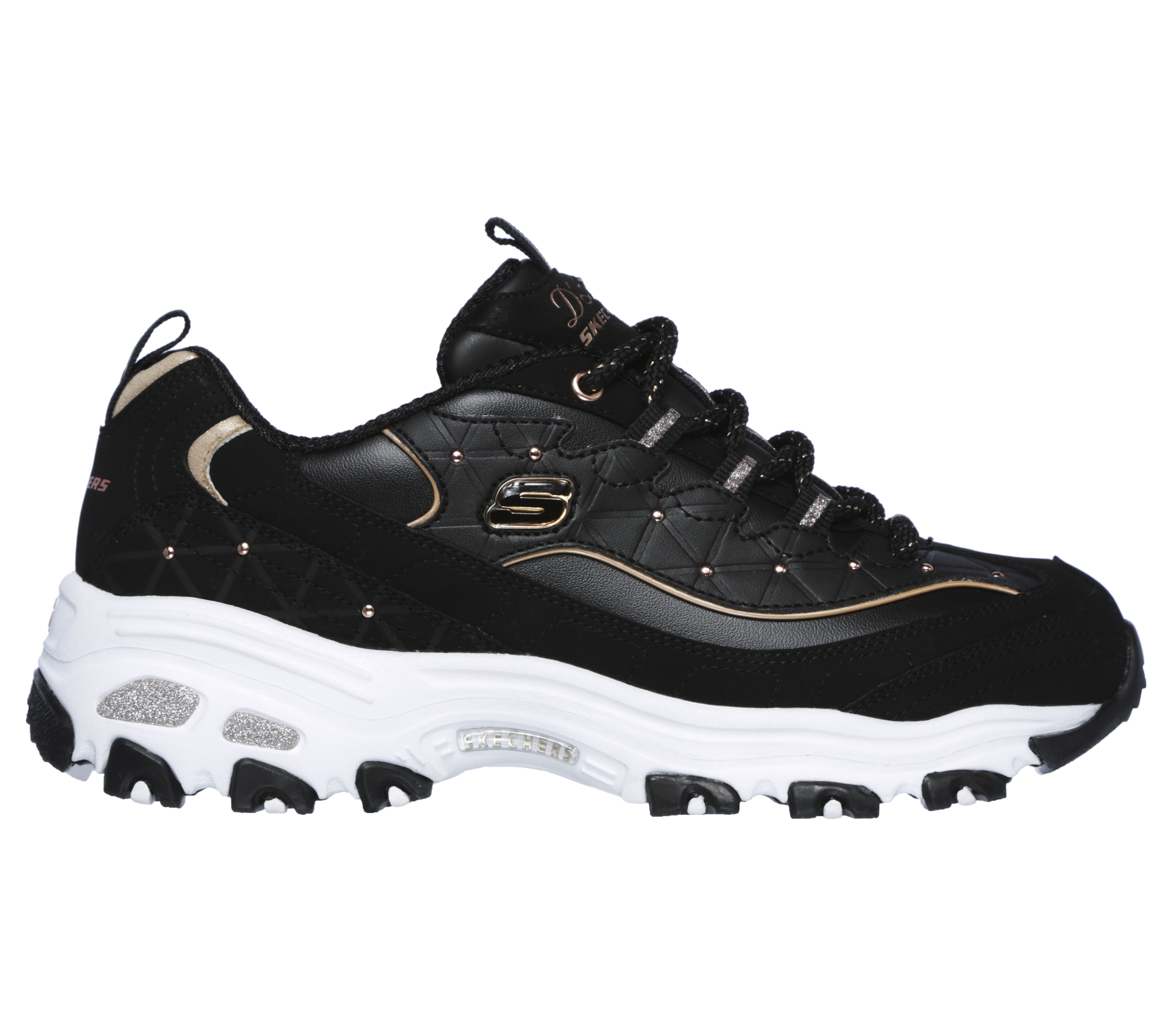 Skechers d lite black hot sale