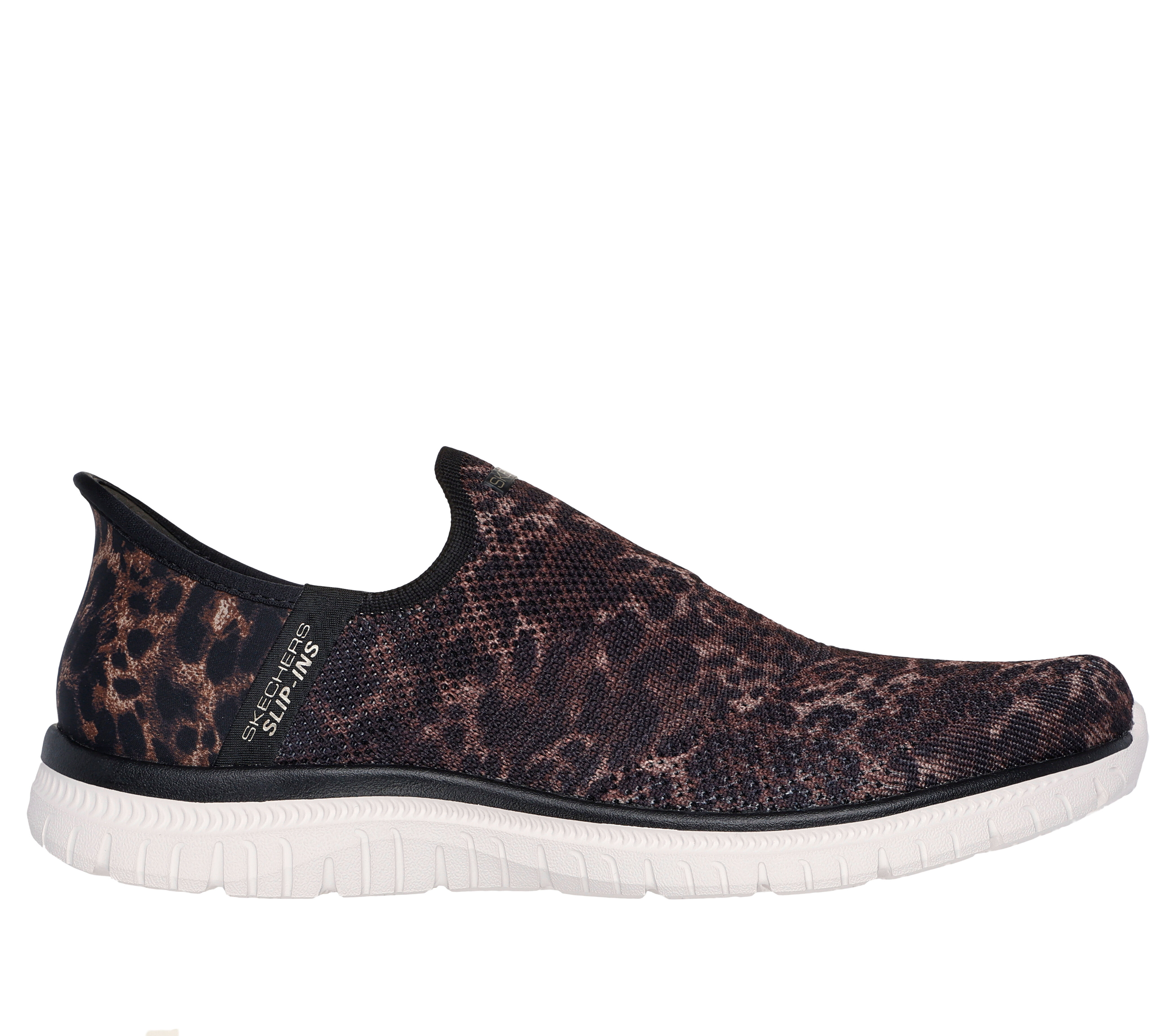 Leopard print slip on skechers outlet