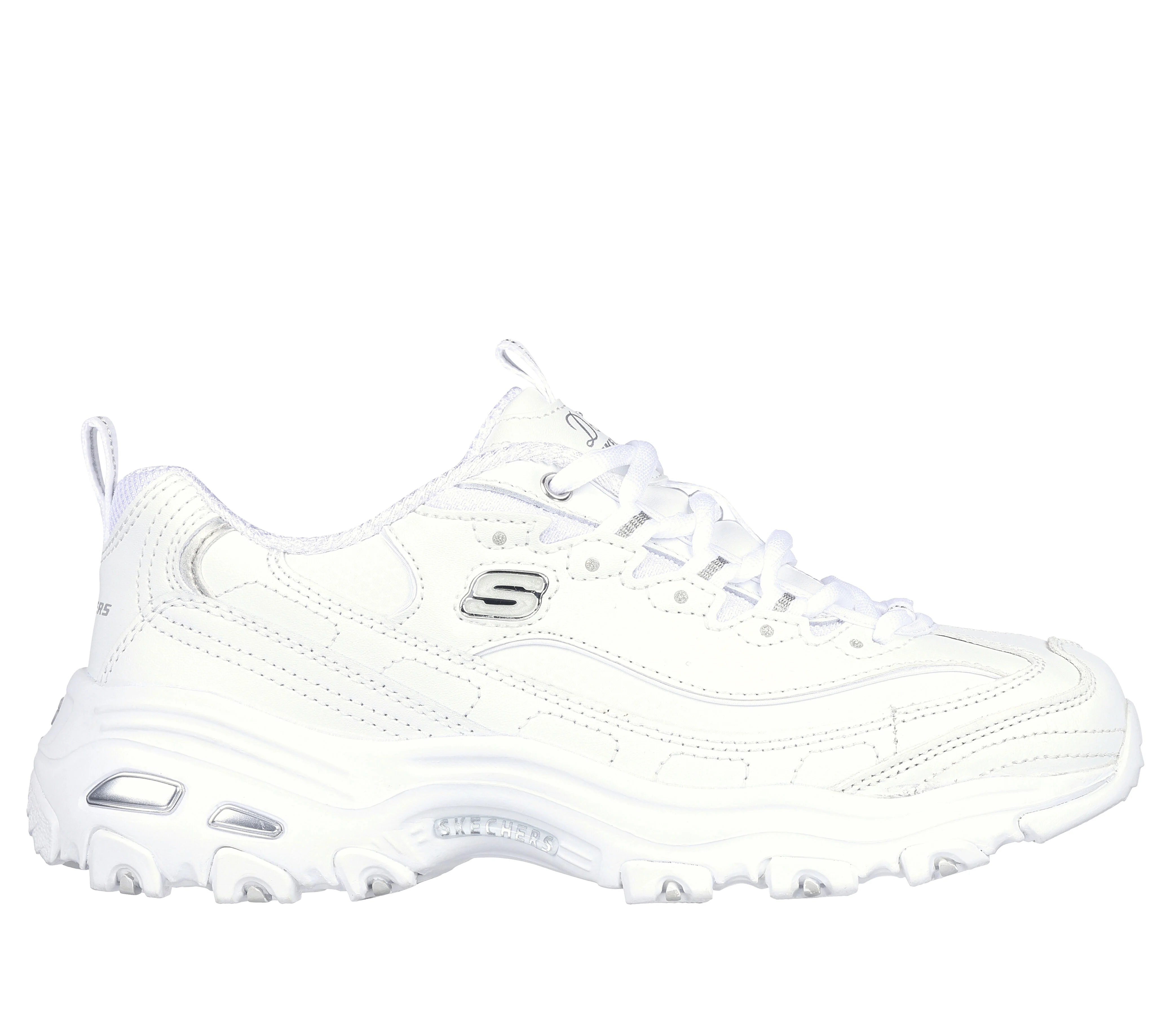 skechers white slip on tennis shoes