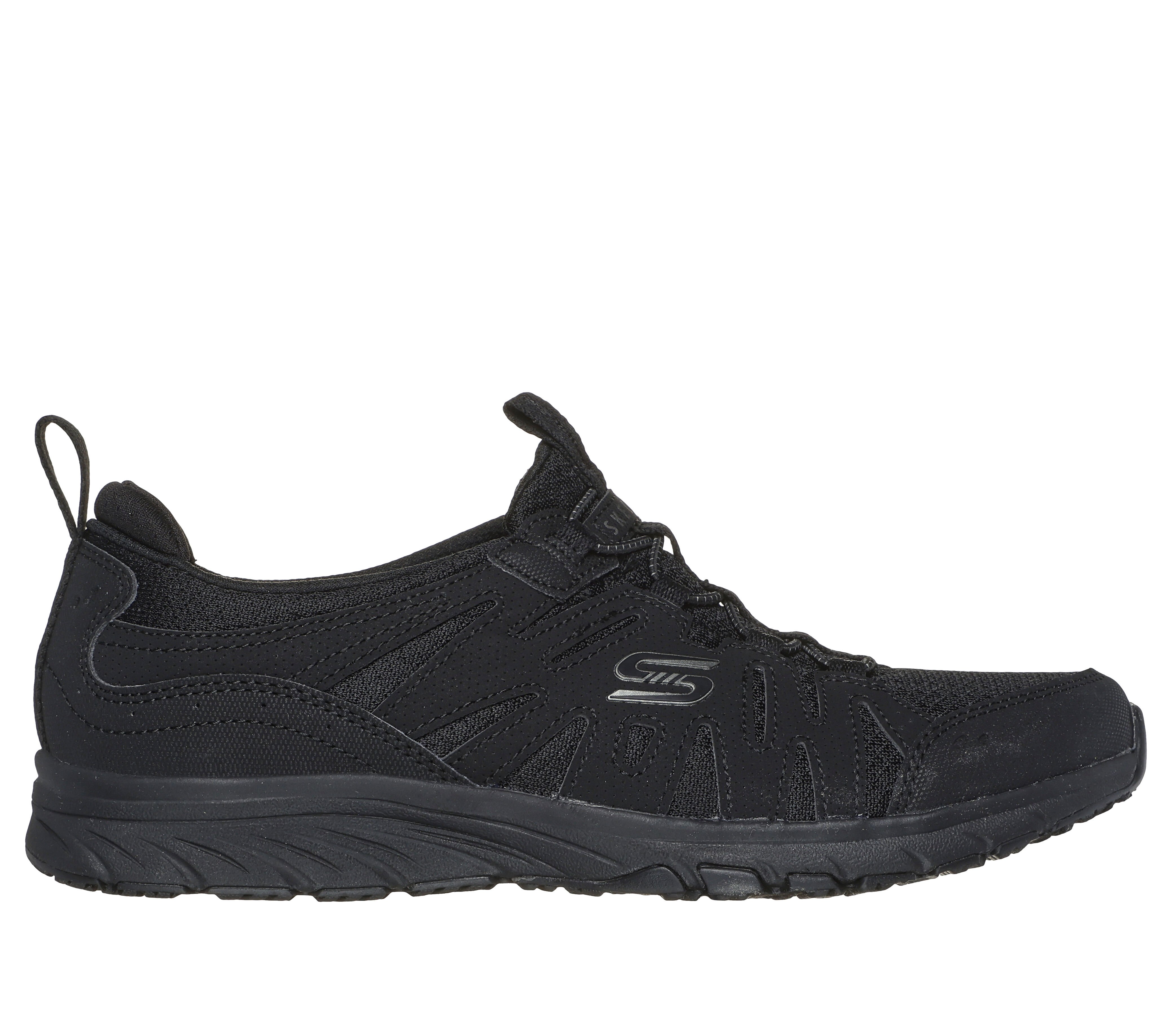 Skechers womens shop black tennis shoes