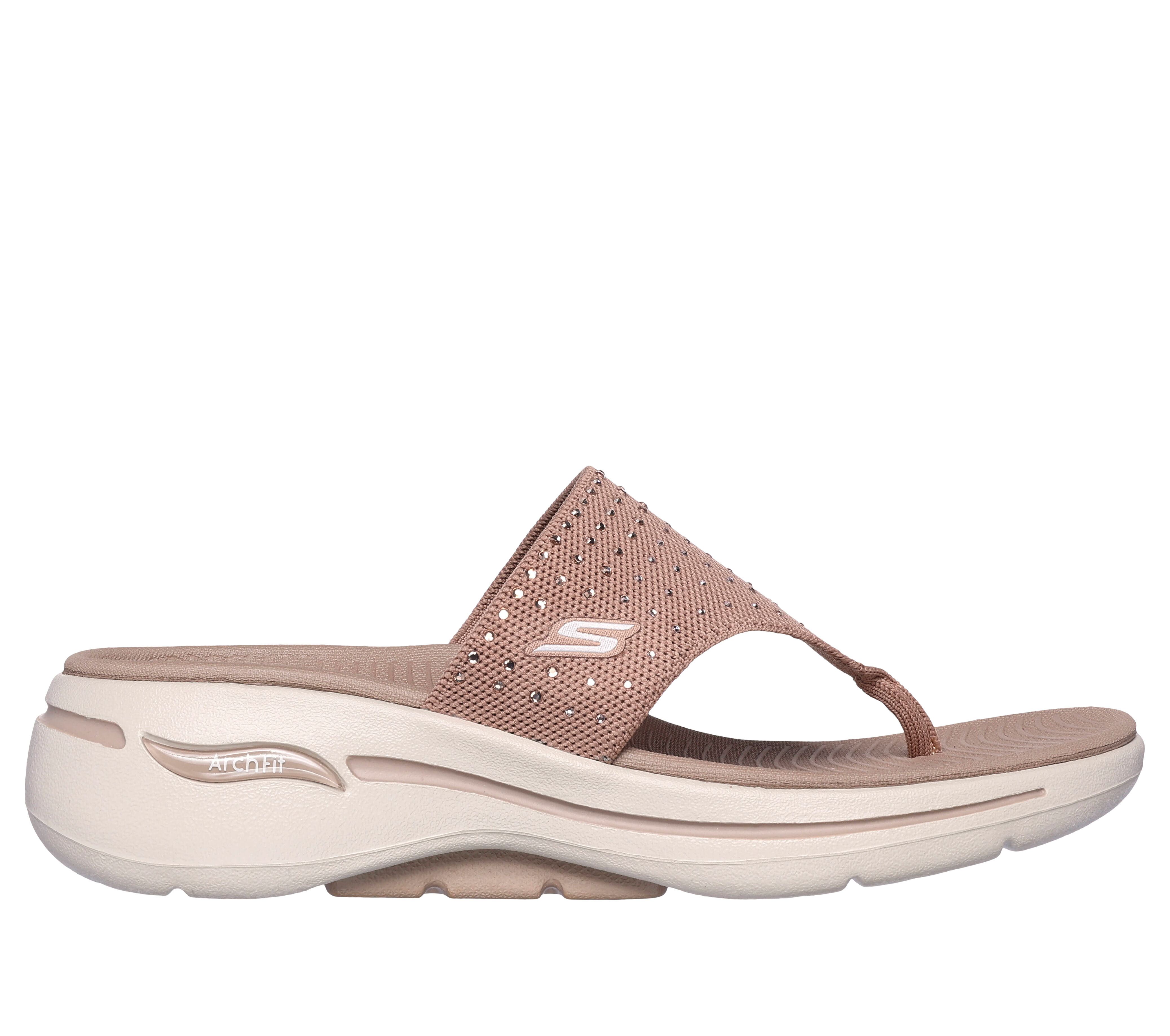 Skechers sandals womens brown hot sale