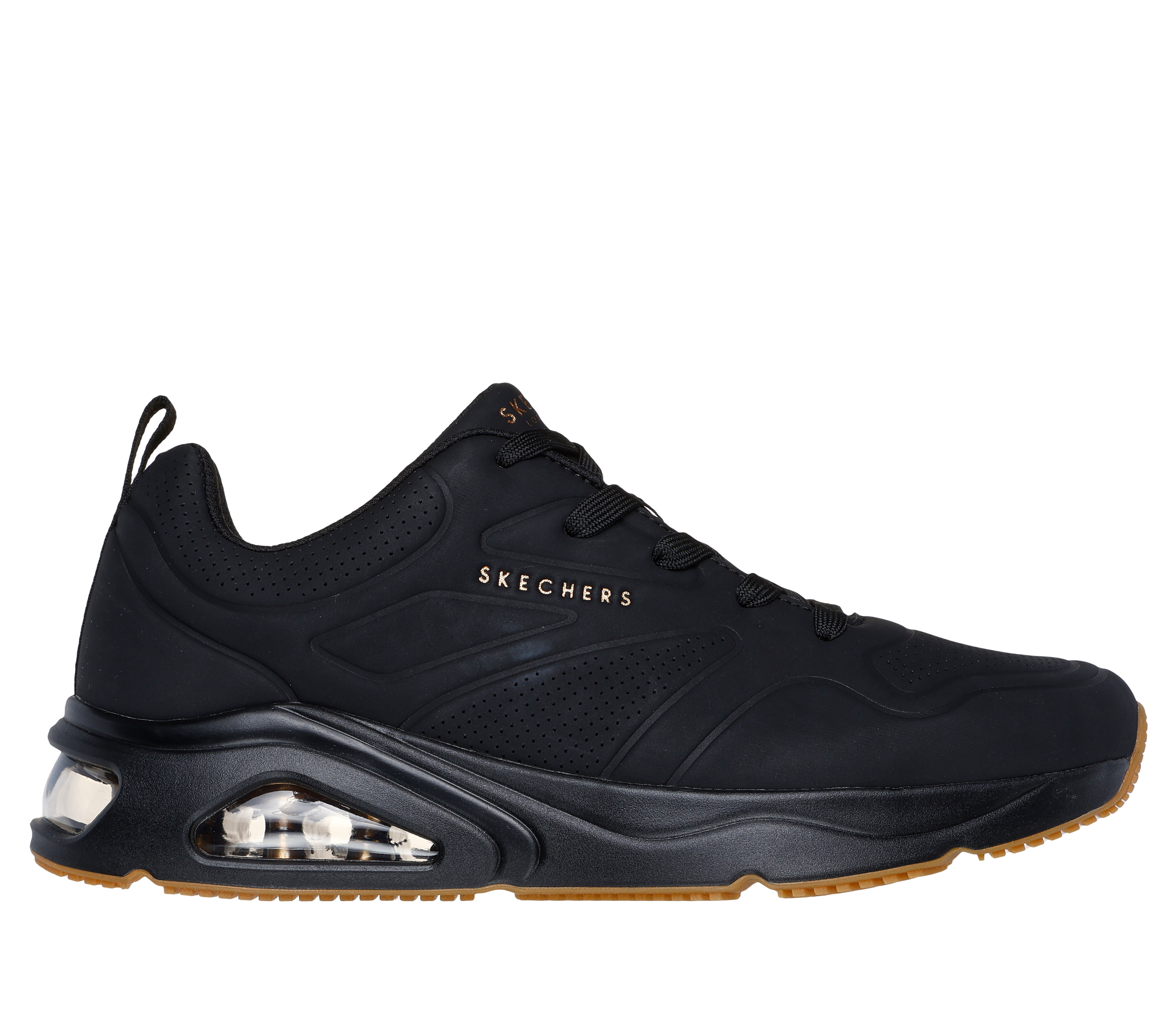 Skechers Men s Tres Air Uno Casairal Sneaker Size 8.5 Wide Black Textile Synthetic