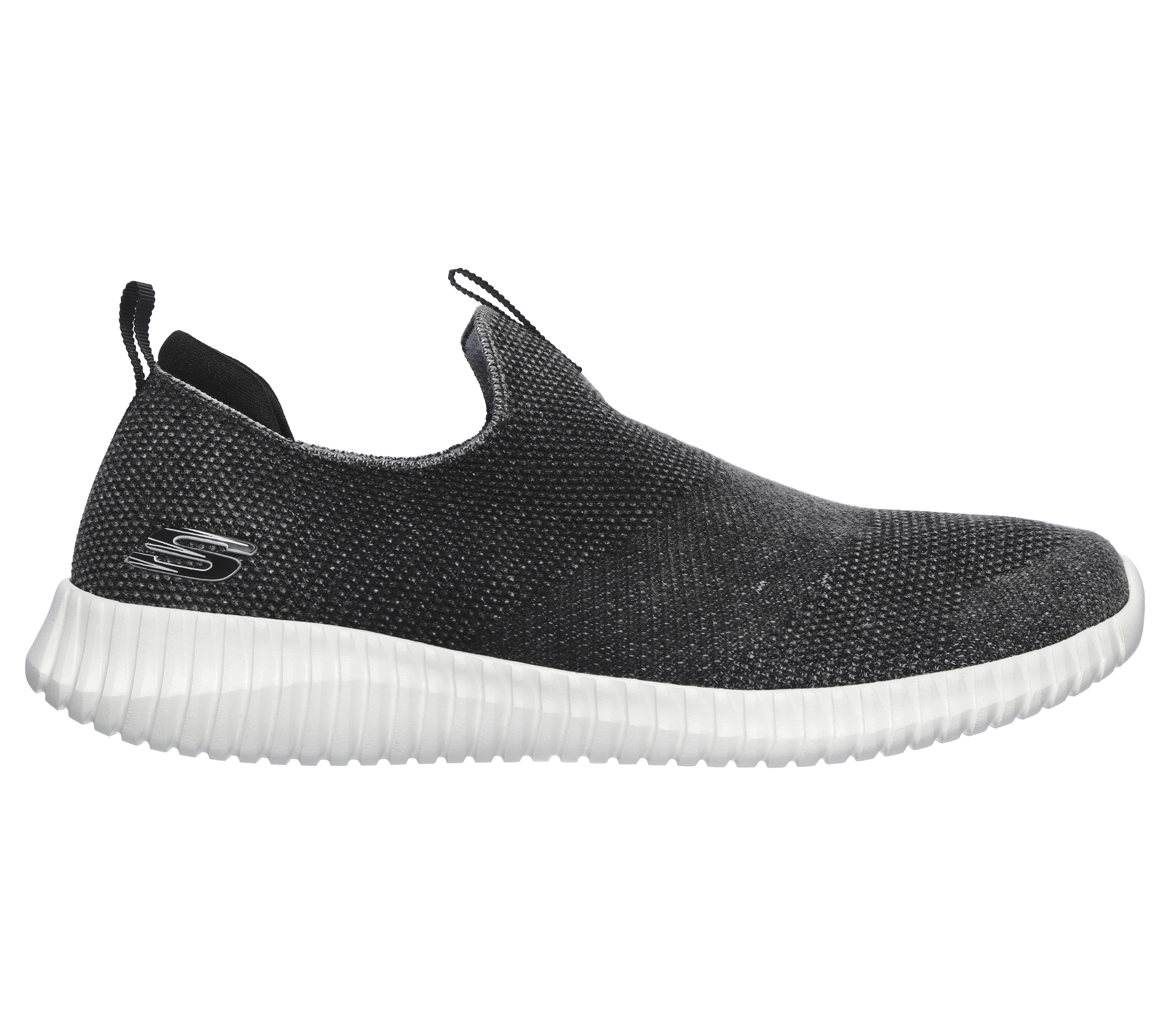 black laceless skechers