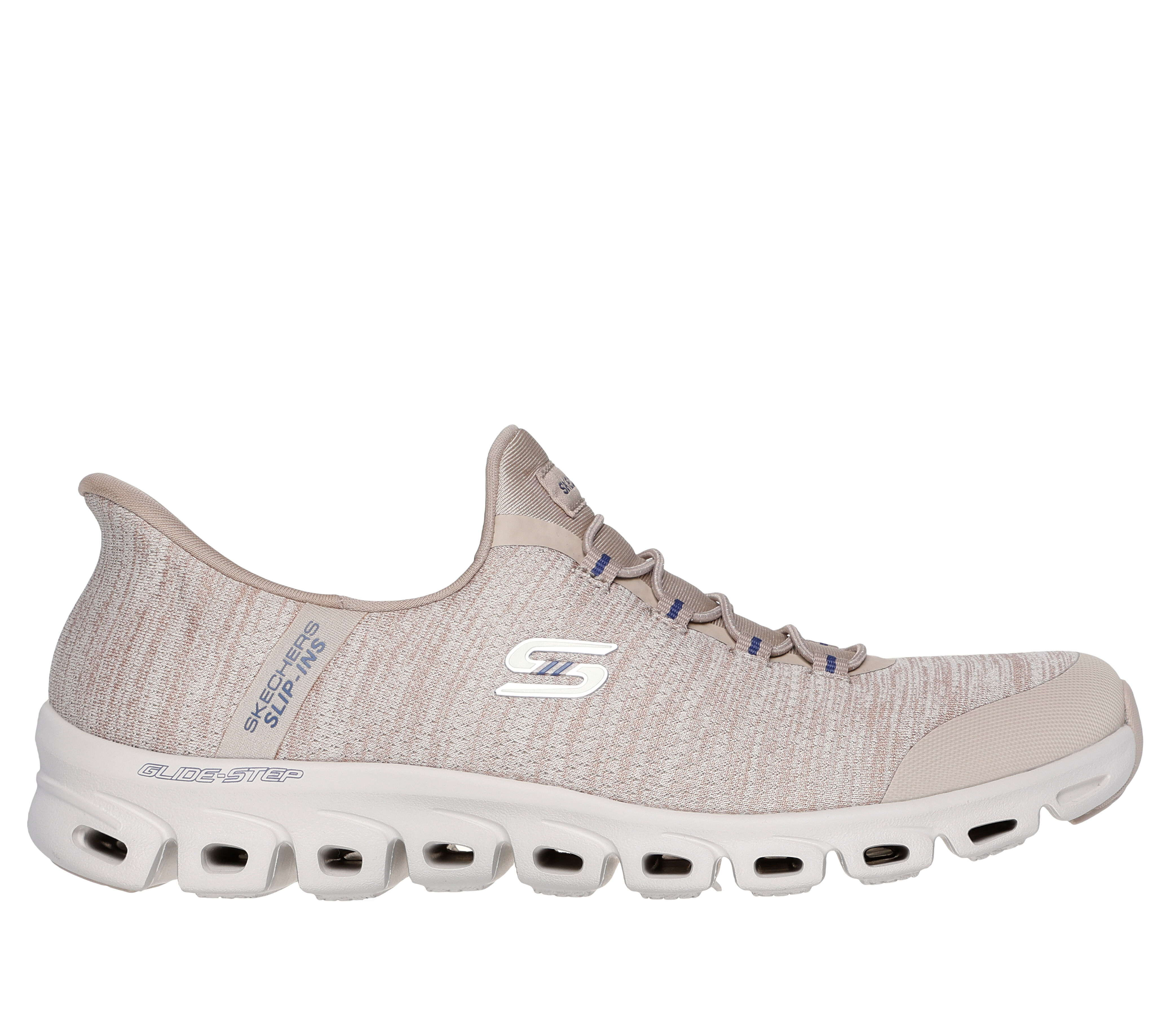 Skechers Women s Glide Step Peak Hands Free Slip Ins Sneaker Size 9.0 Taupe Textile Synthetic Vegan Machine Washable