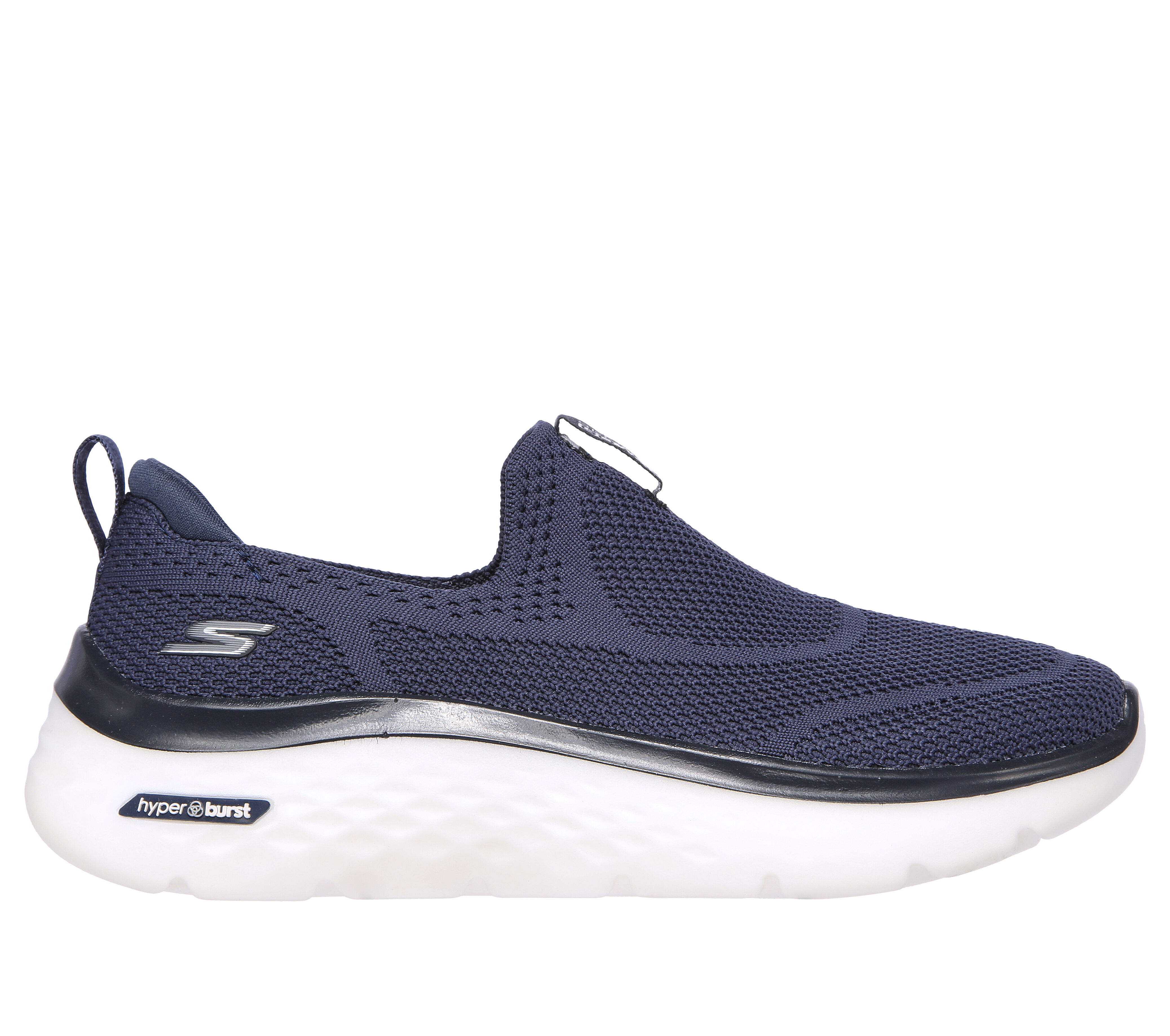 white and blue skechers