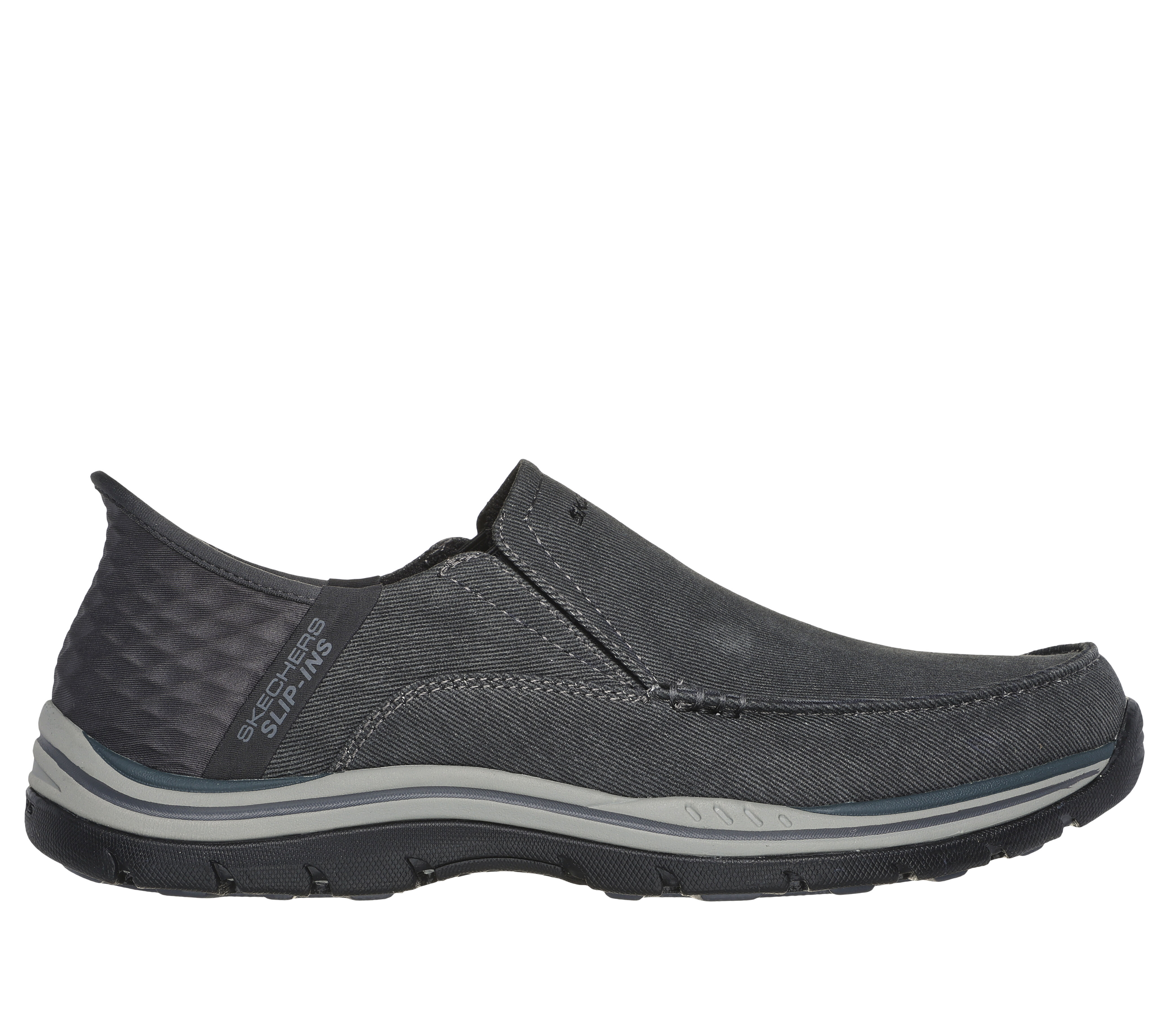 Black and grey skechers new arrivals