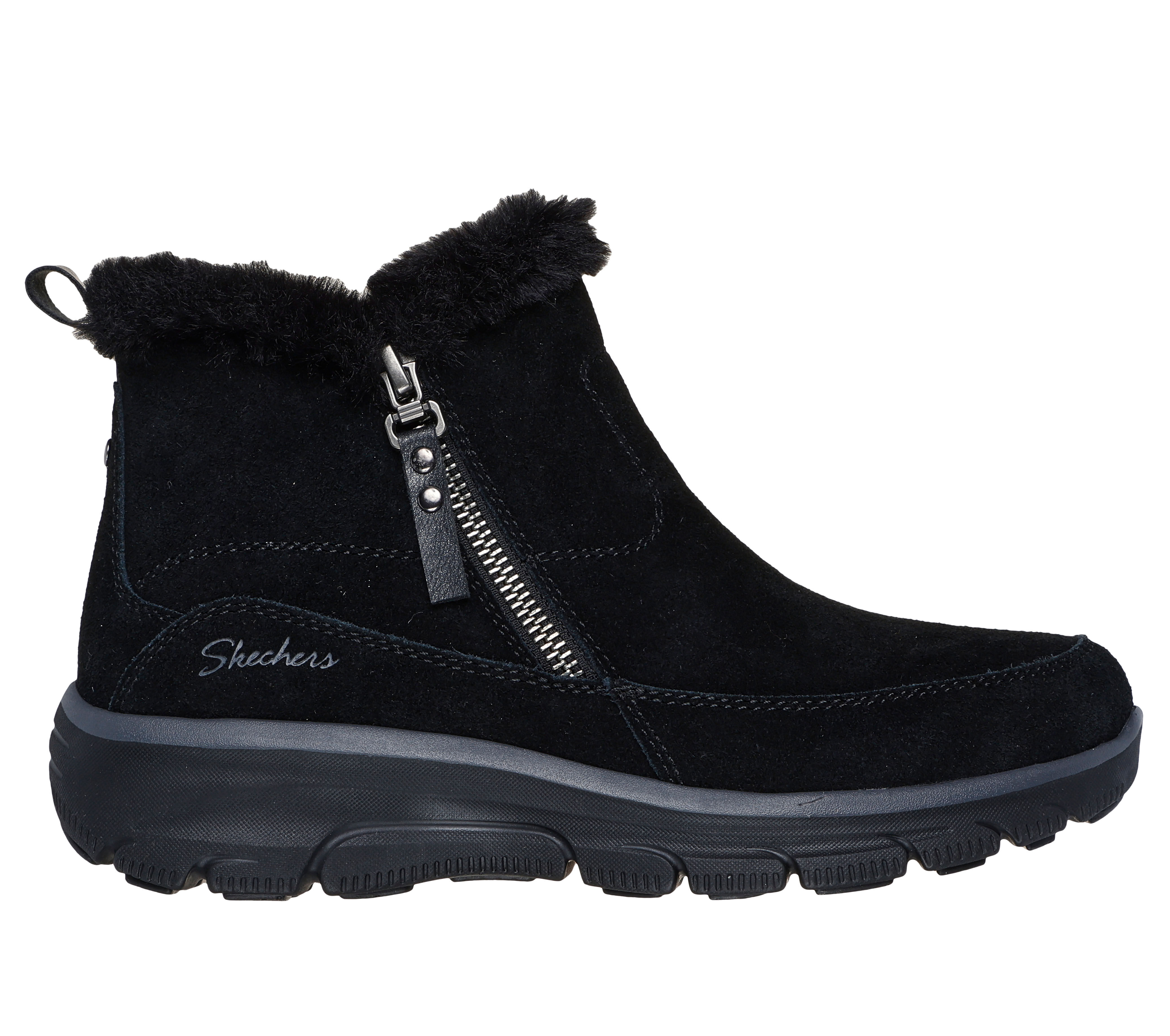 Skechers side zip leather boots sale