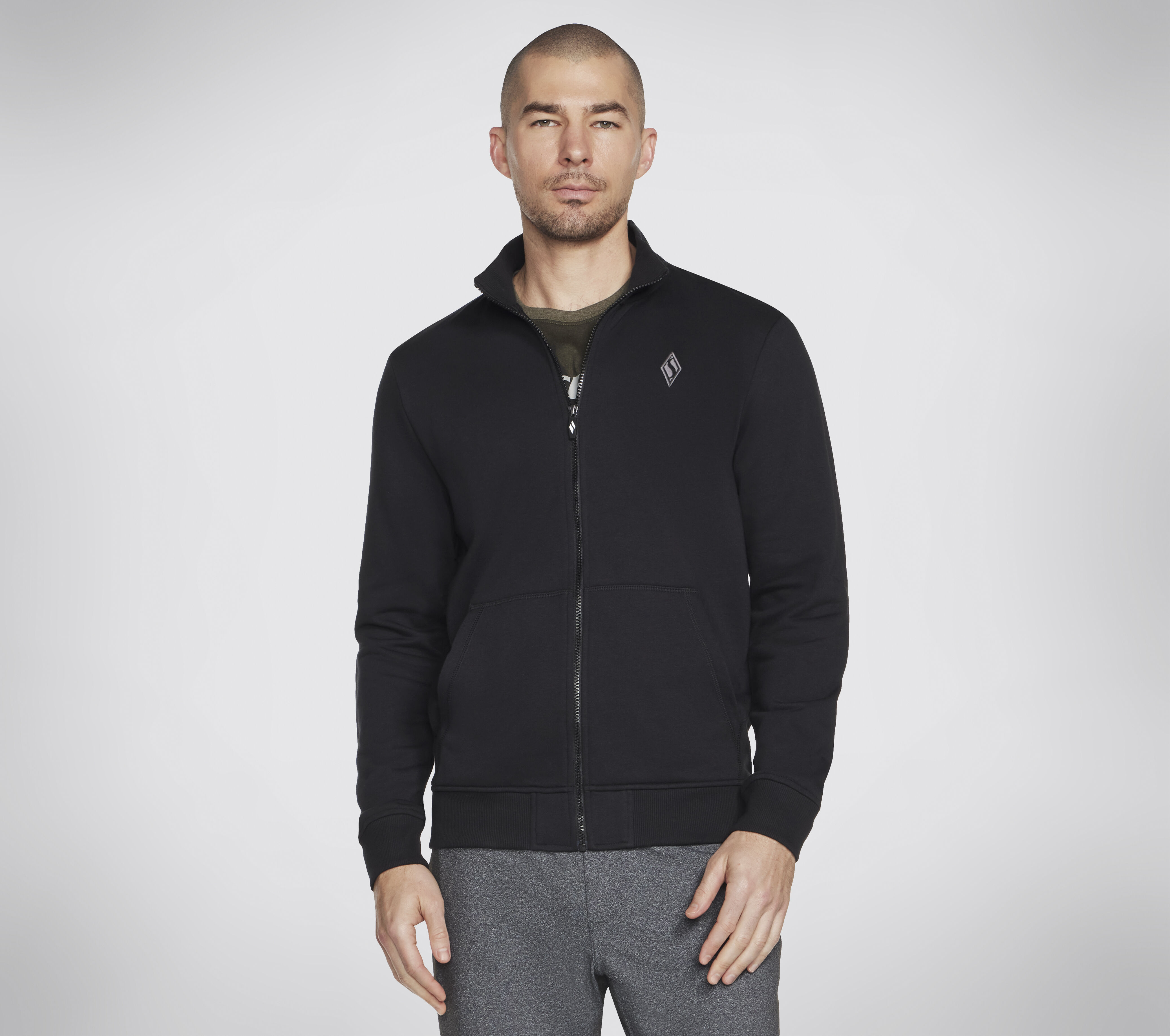 Mens hoodless zip up sweatshirt on sale