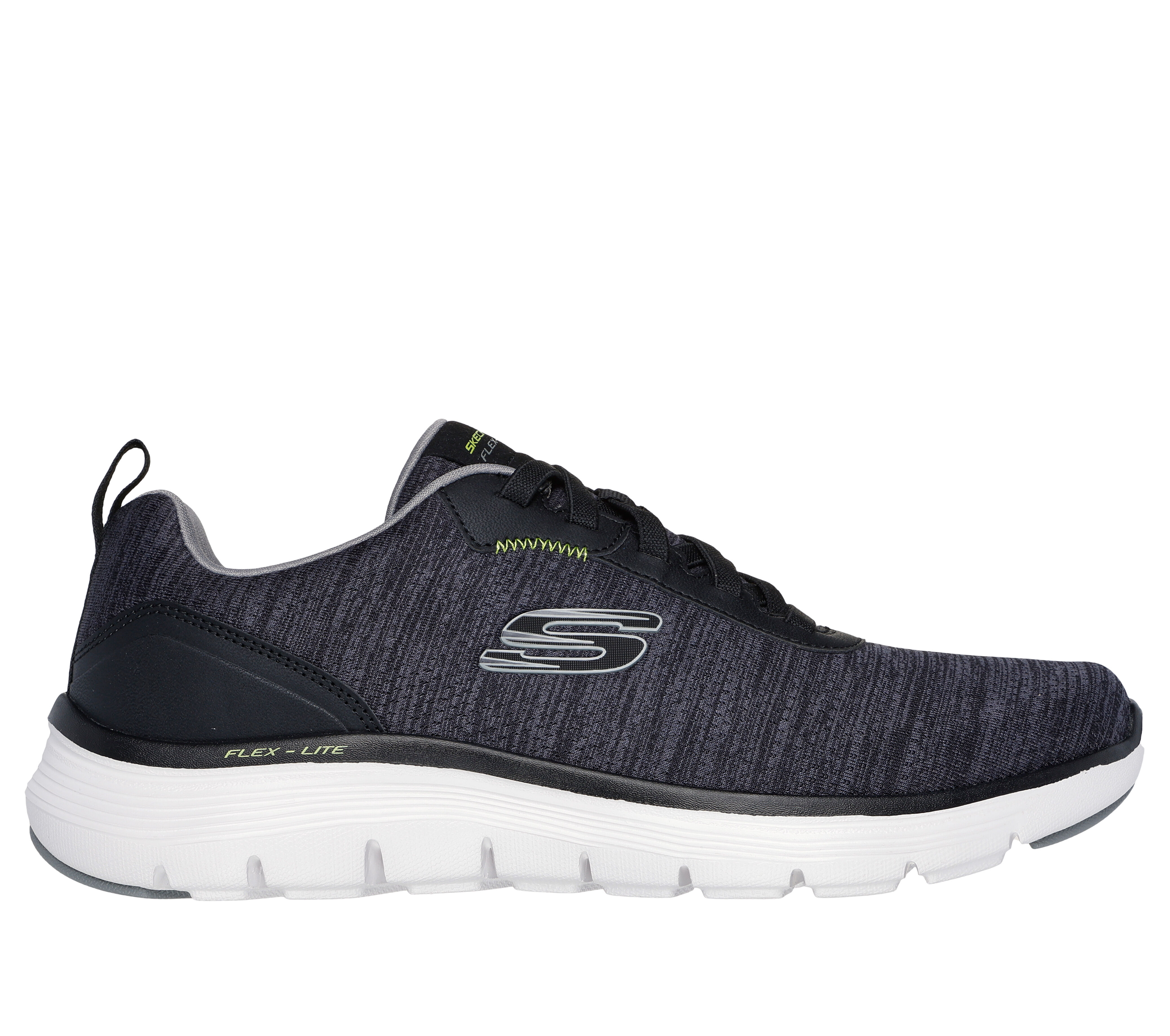 Skechers Men s Flex Advantage 5.0 Arlus Sneaker Size 10.5 Black Lime Textile Synthetic Vegan Machine Washable