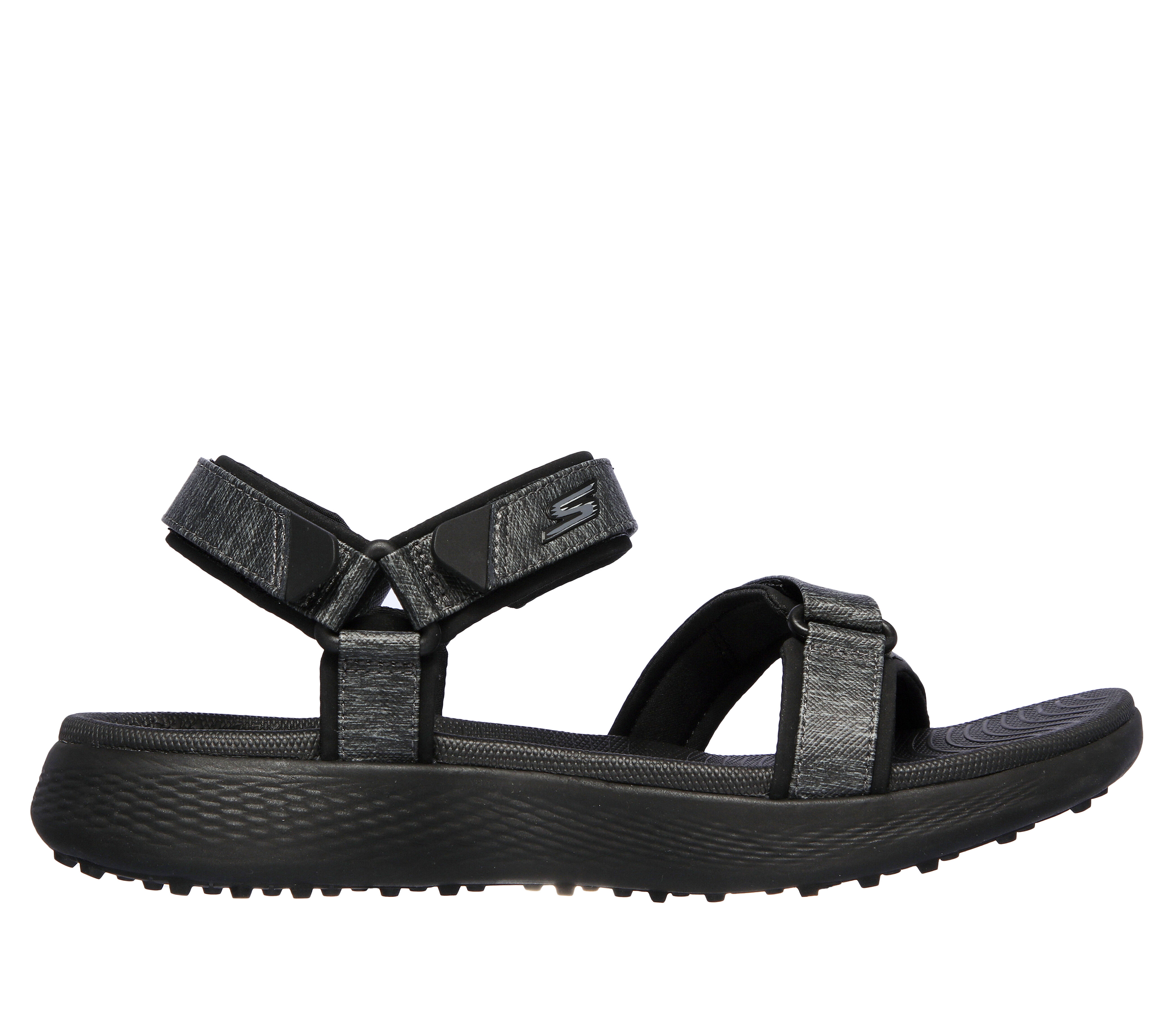 Skechers black sandal hot sale