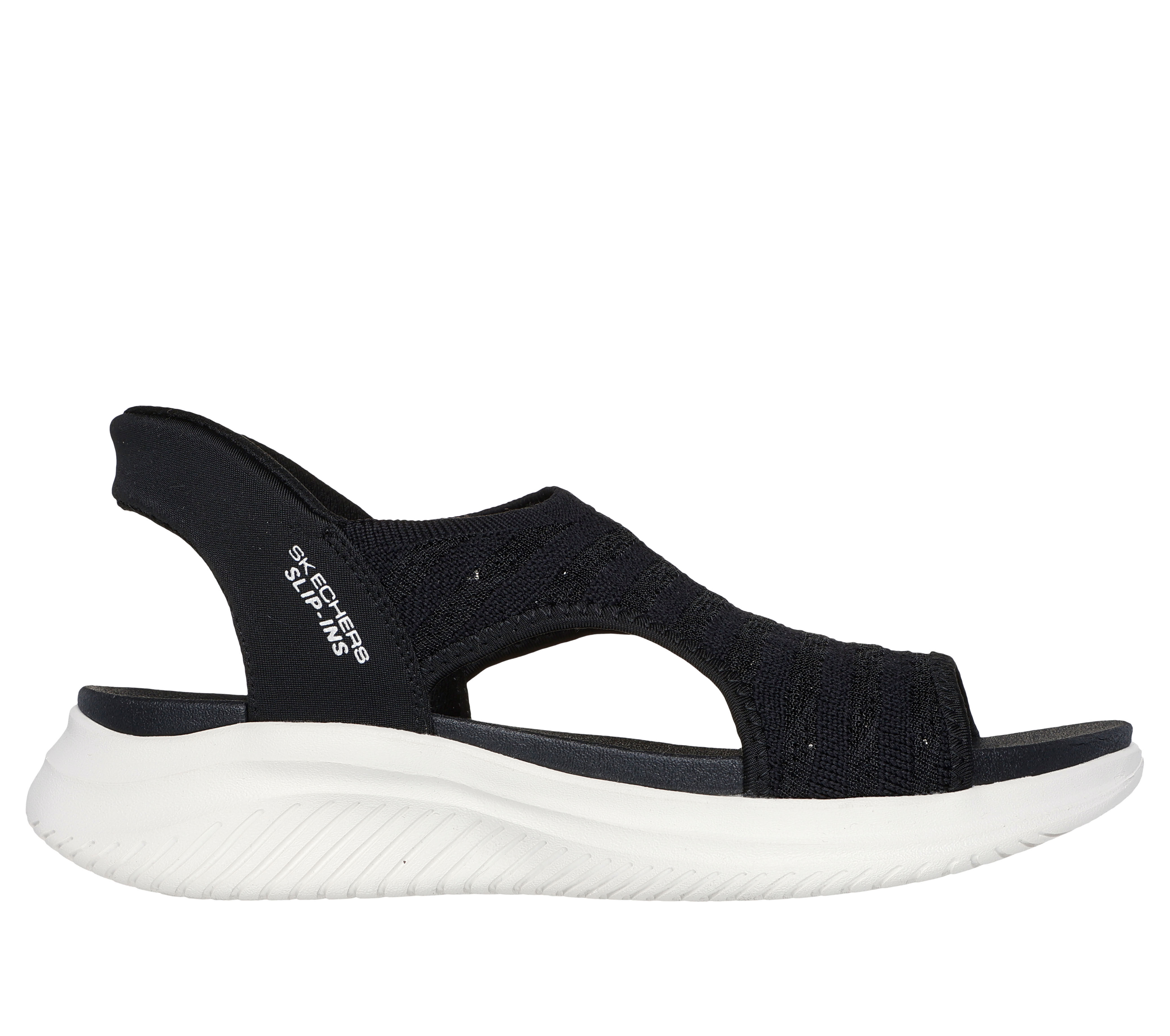 Skechers Women s Hands Free Slip ins Ultra Flex 3.0 Sun Warmth Sandals Size 10.0 Black Textile Vegan Machine Washable