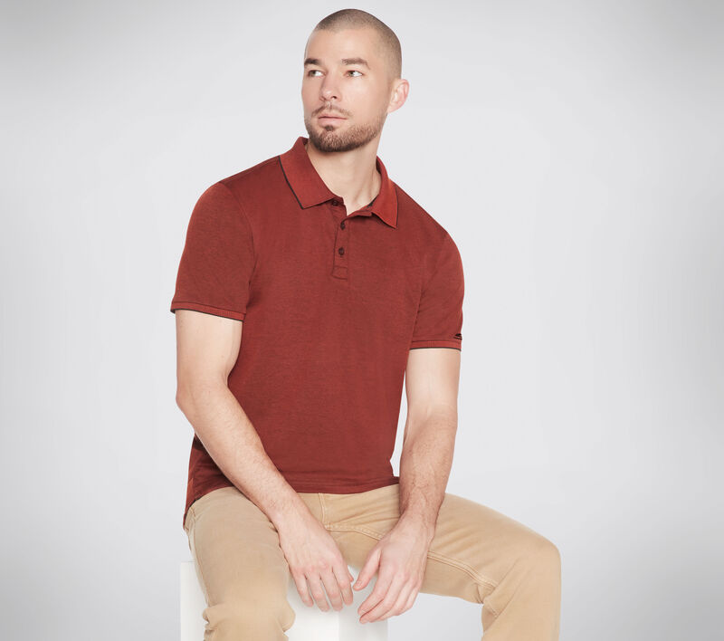 Skechers polo shirt mens brown clearance
